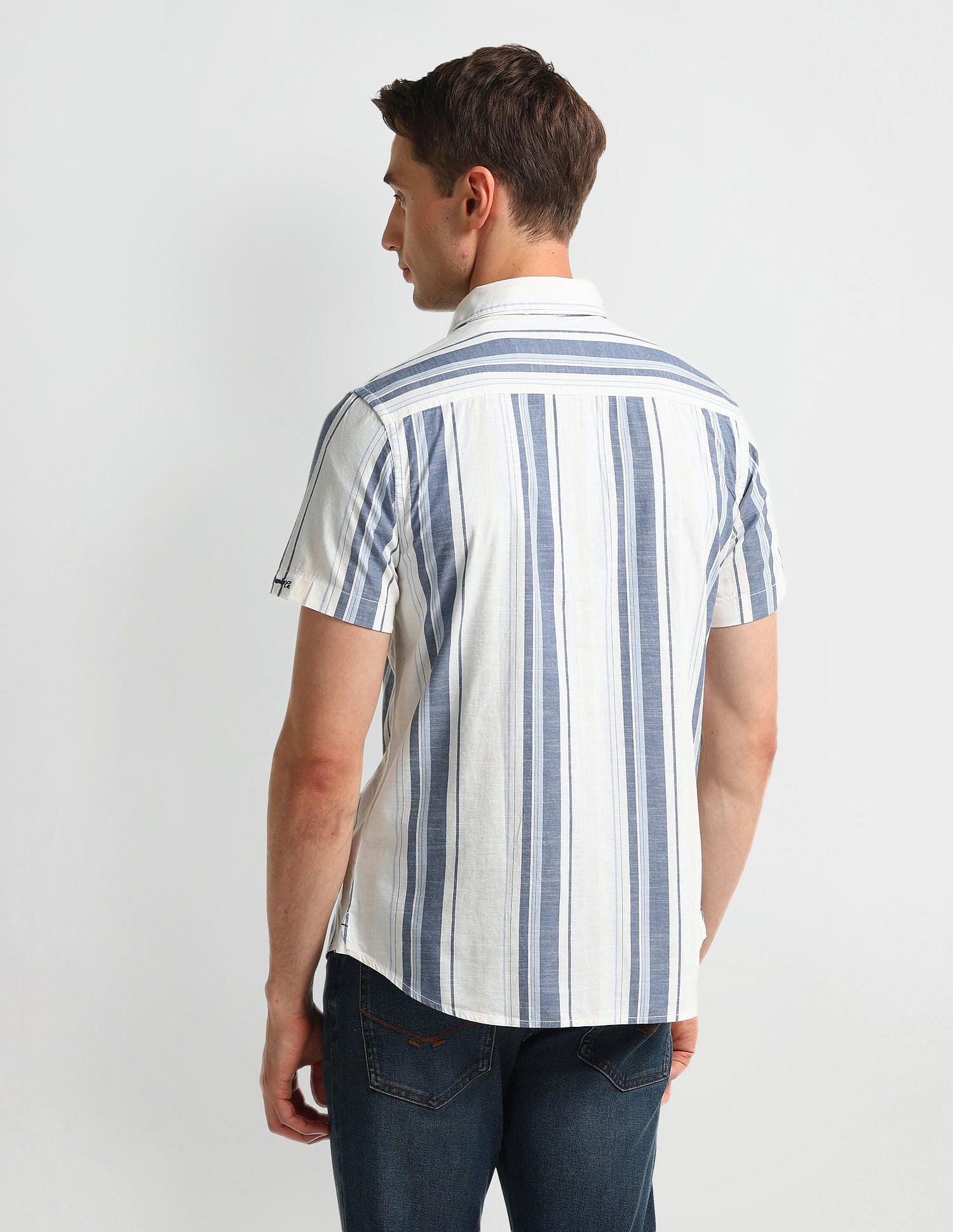Vertical Striped Slim Fit Shirt Blue - U.S. Polo Assn. India | Large