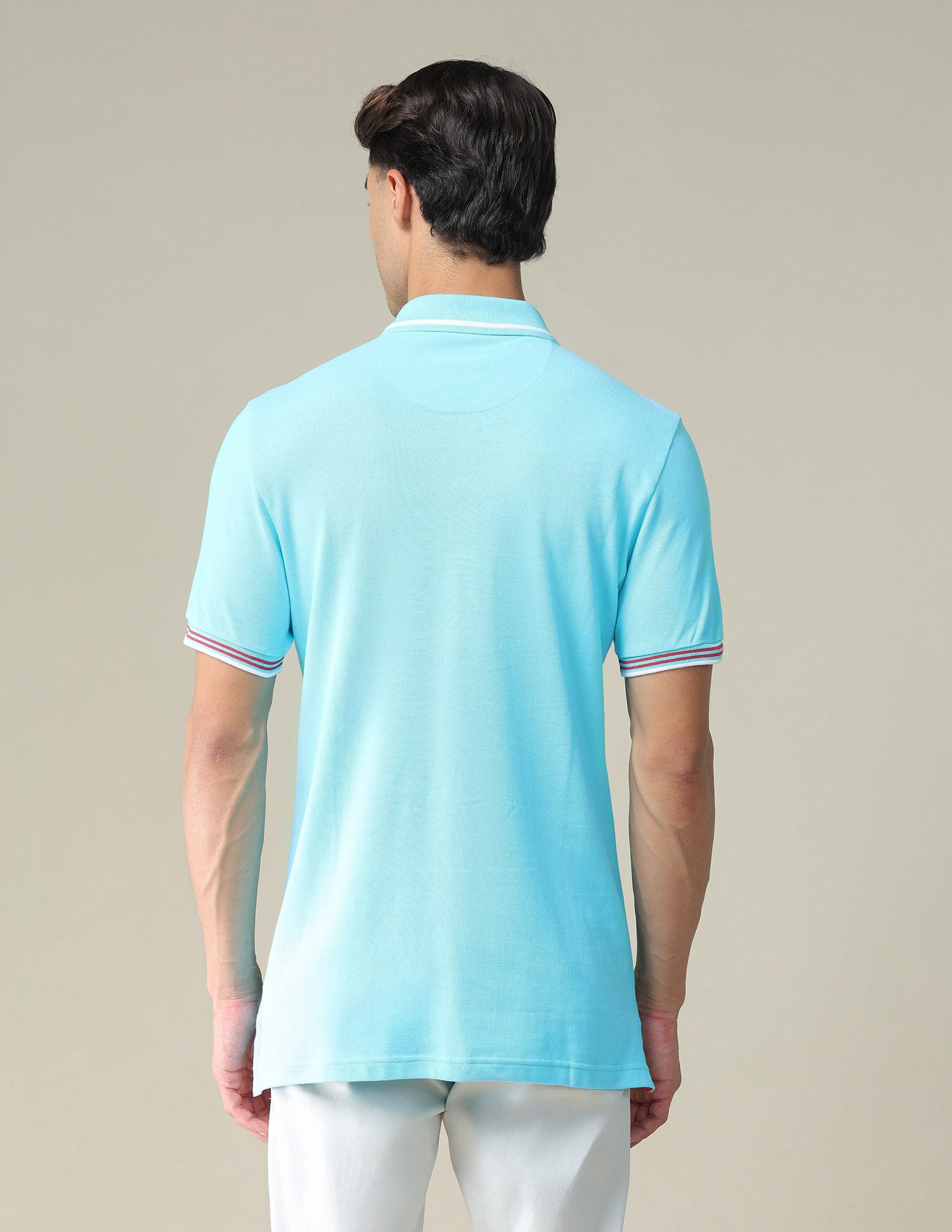 Striped Hem Cotton Polo Shirt Aqua - U.S. POLO ASSN. | Large