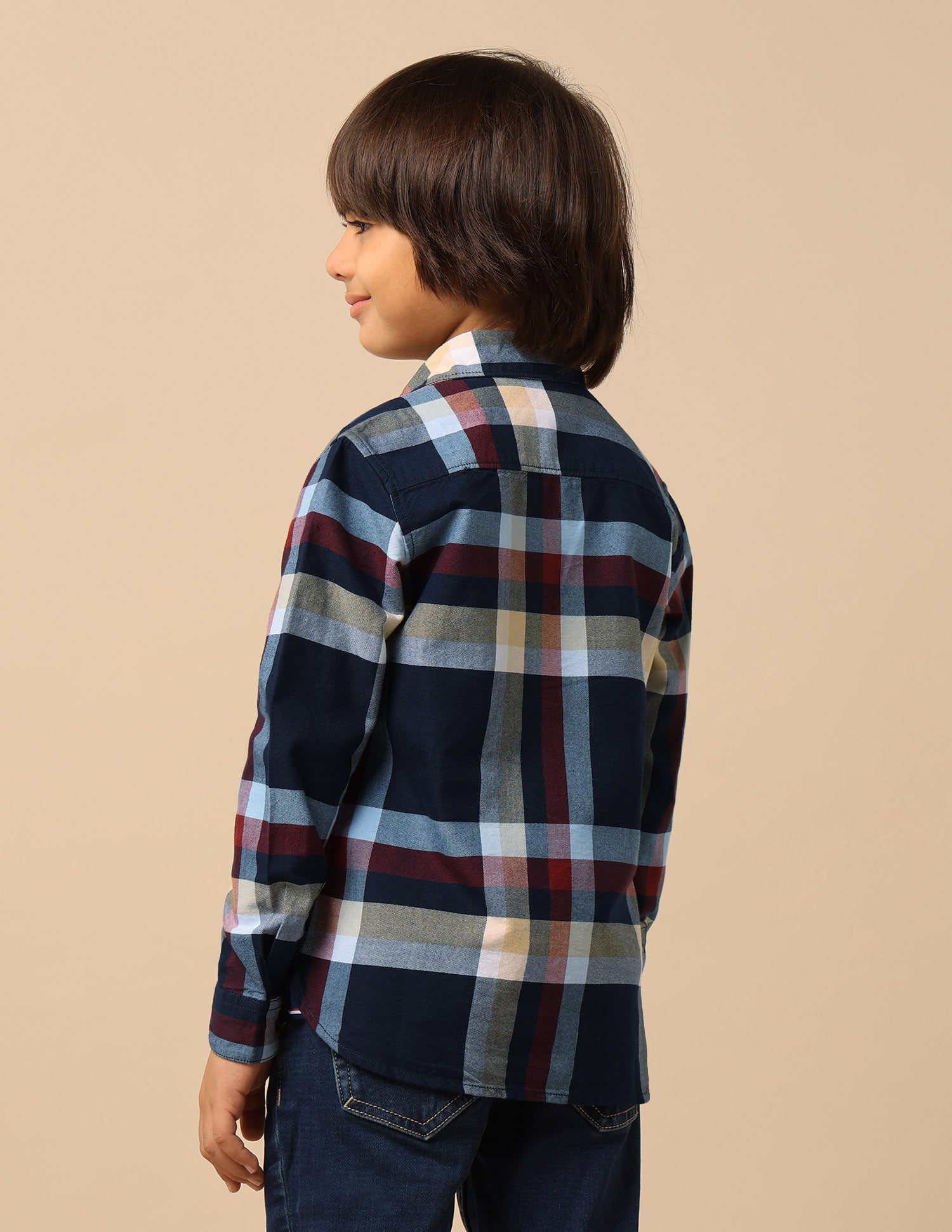 Boys Plaid Checked Regular Fit Shirt Navy - U.S. POLO ASSN. | Large