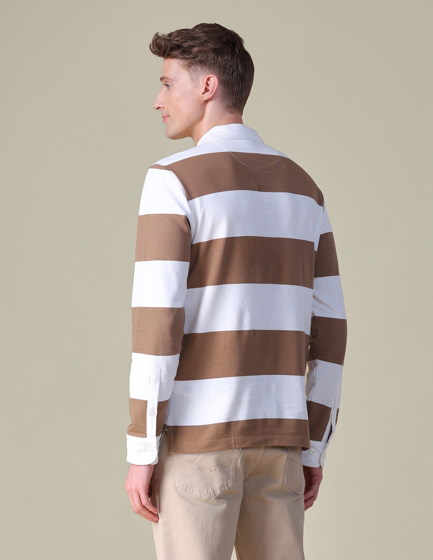 Horizontal Striped Slim Fit Polo Shirt Light Brown - U.S. POLO ASSN. | Large