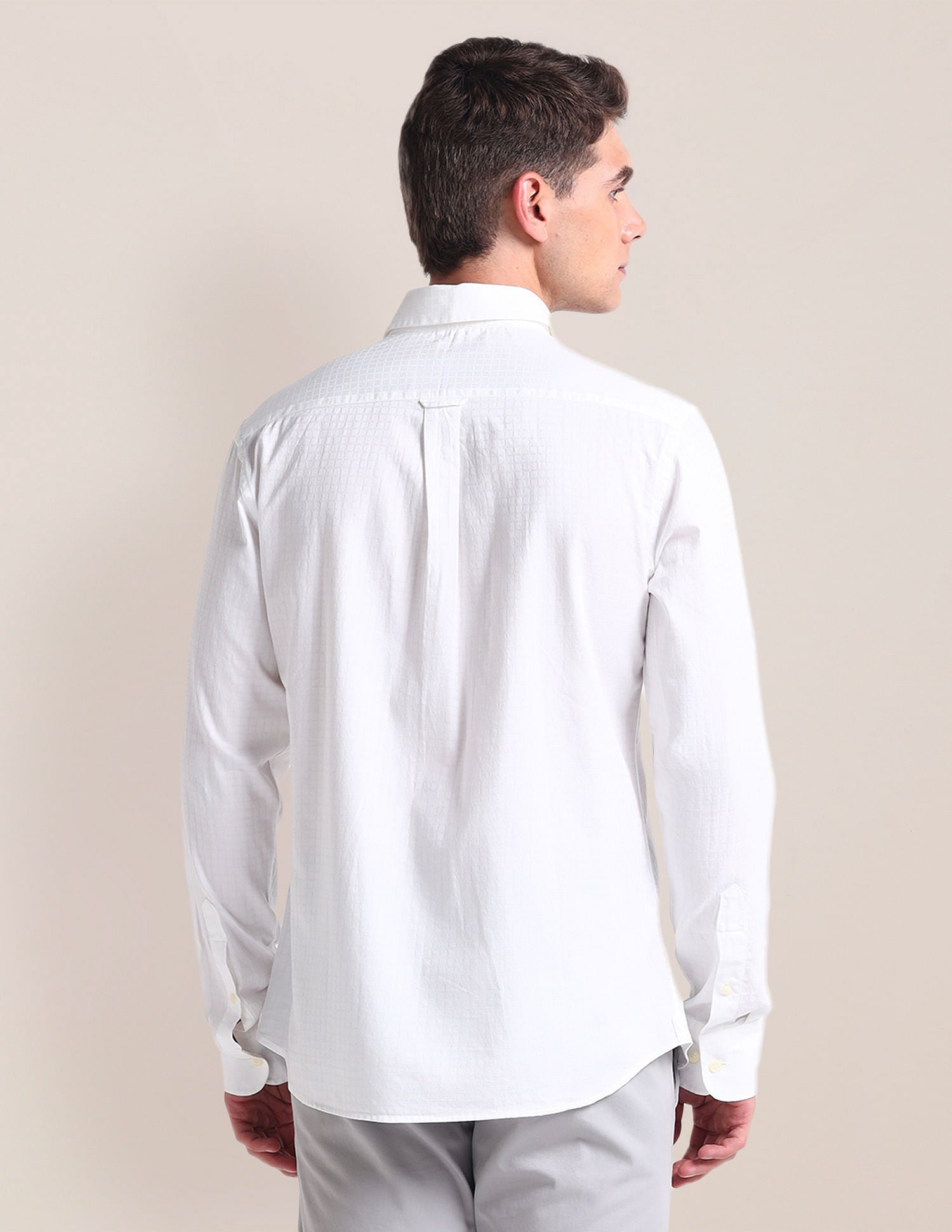 Semi Cutaway Collar Cotton Shirt White - U.S. POLO ASSN. | Large