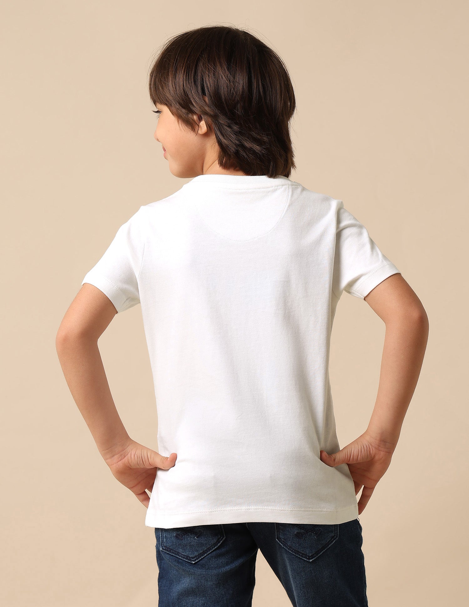 Boys Regular Fit Graphic Brand Printed T Shirt Off White - U.S. POLO ASSN. | Large