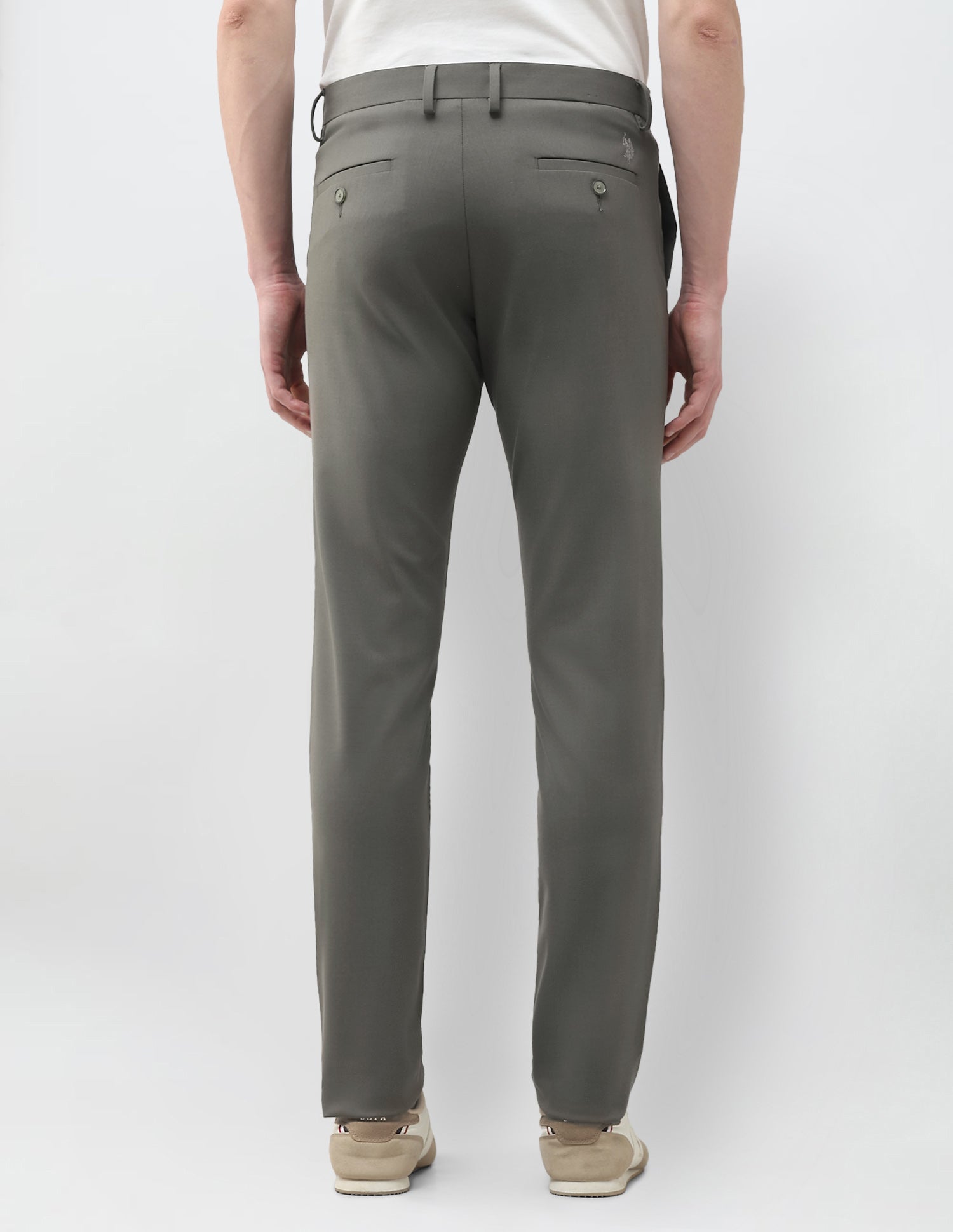 Denver Slim Fit Mid Rise Trousers Mid Green - U.S. Polo Assn. India | Large
