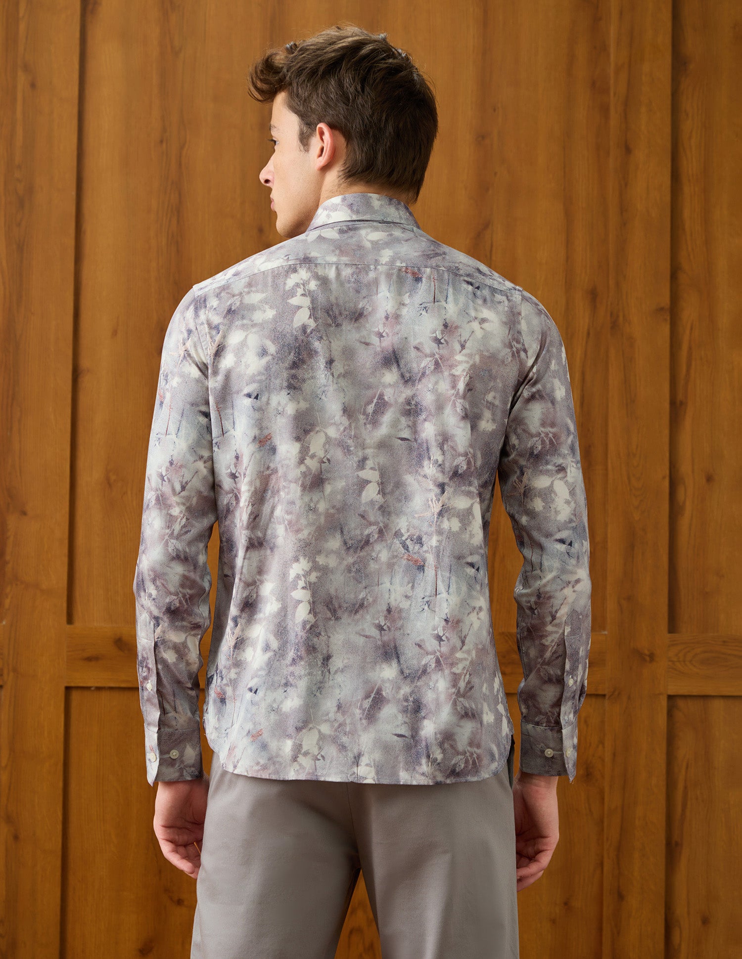 Tropical Printed Satin Shirt Light Grey - U.S. Polo Assn. India | Large