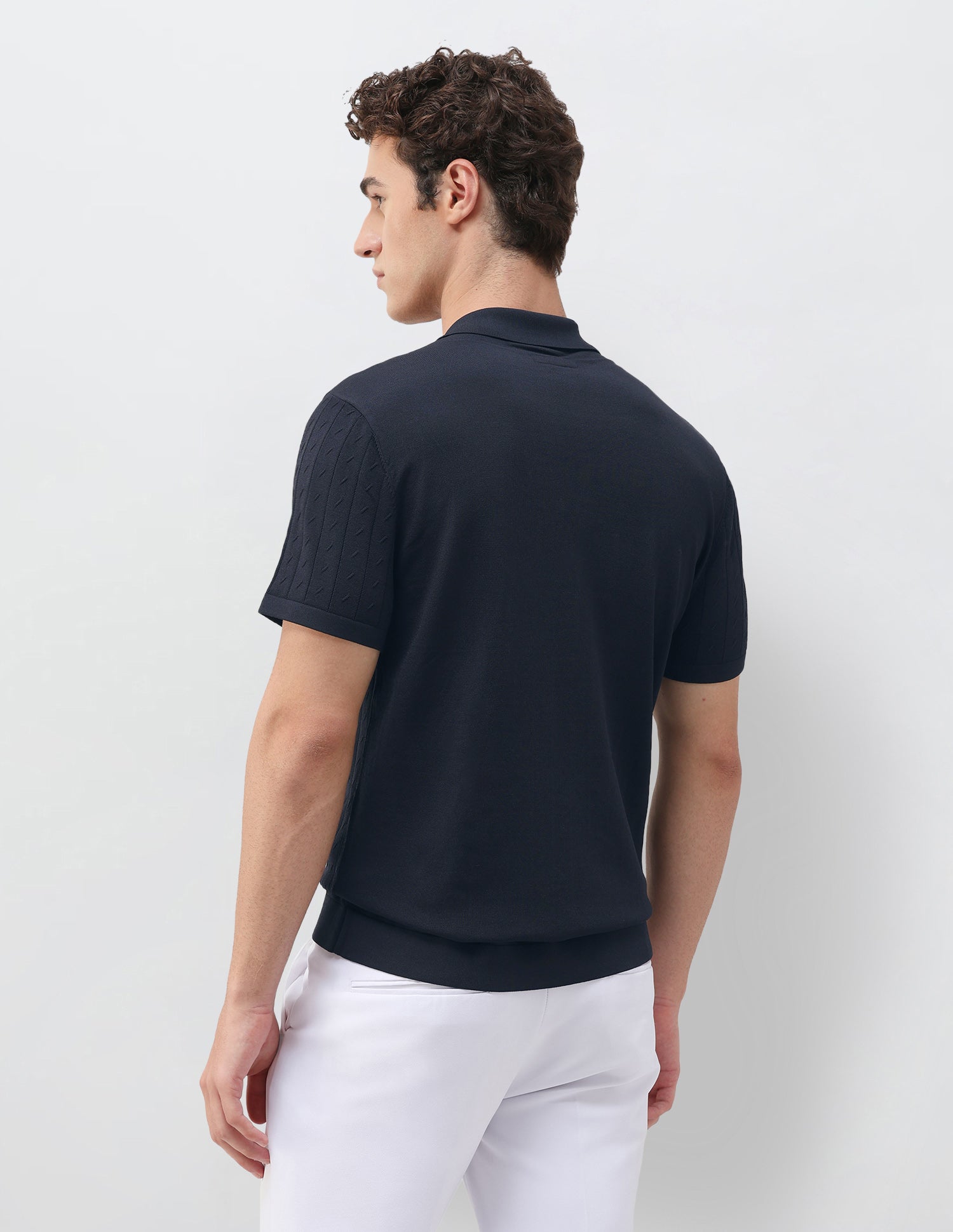 Self Design Vertical Striped Slim Fit Polo Shirt Navy - U.S. Polo Assn. India | Large