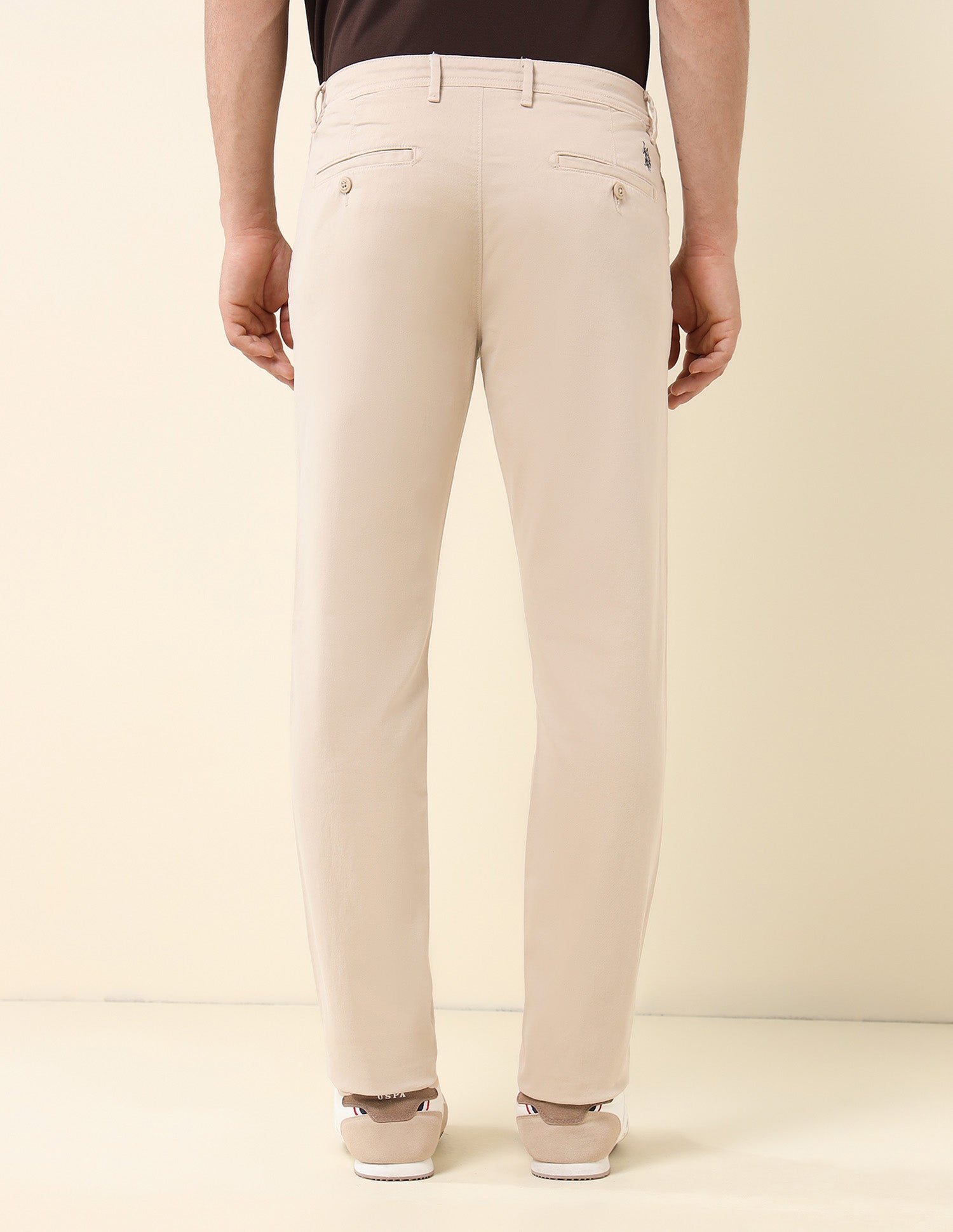 Austin Slim Fit Twill Trousers Beige - U.S. Polo Assn. India | Large