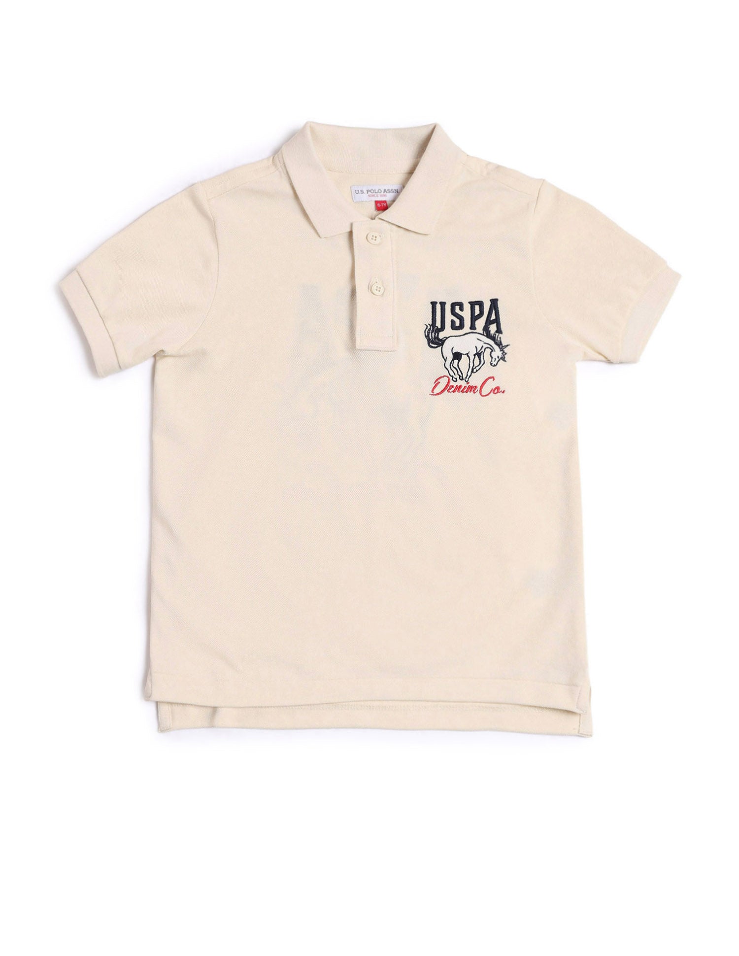Boys Brand Printed Regular Fit Polo Shirt Beige - U.S. POLO ASSN. | Large