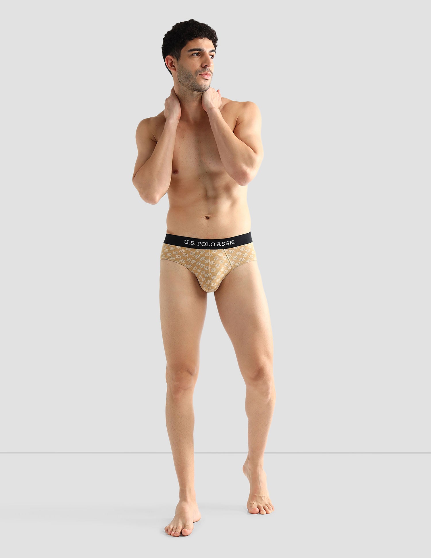 Elasticized Waist Solid OEB14 Briefs - Pack Of 3 Iced Coffee, Navy and Old Rose - U.S. POLO ASSN. | Large