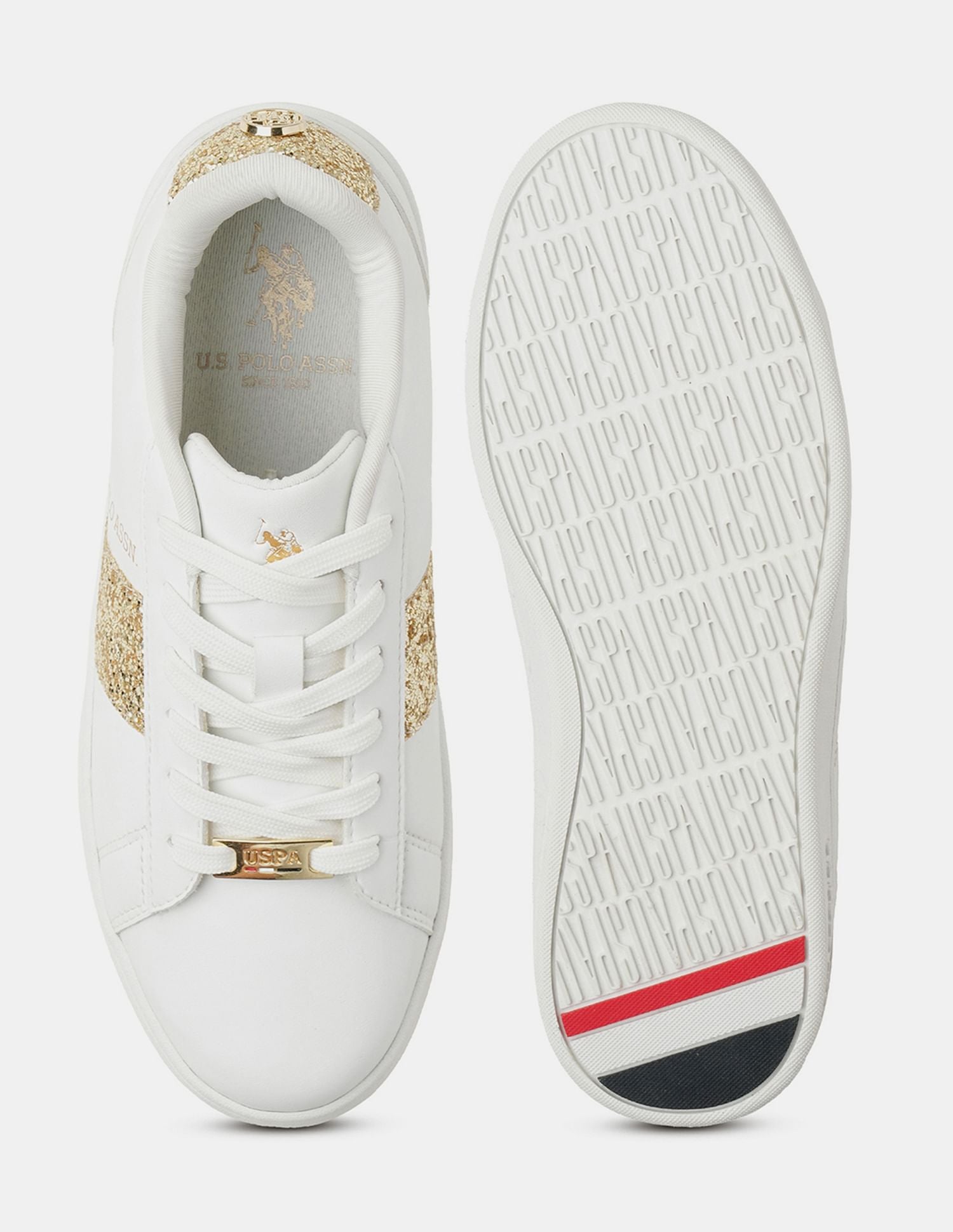 Women Glitter Kate 3.0 Sneakers Off White - U.S. POLO ASSN. | Large