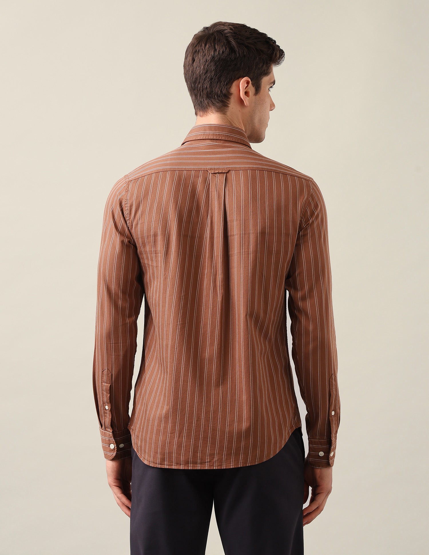 Vertical Striped Twill Shirt Rust - U.S. Polo Assn. India | Large