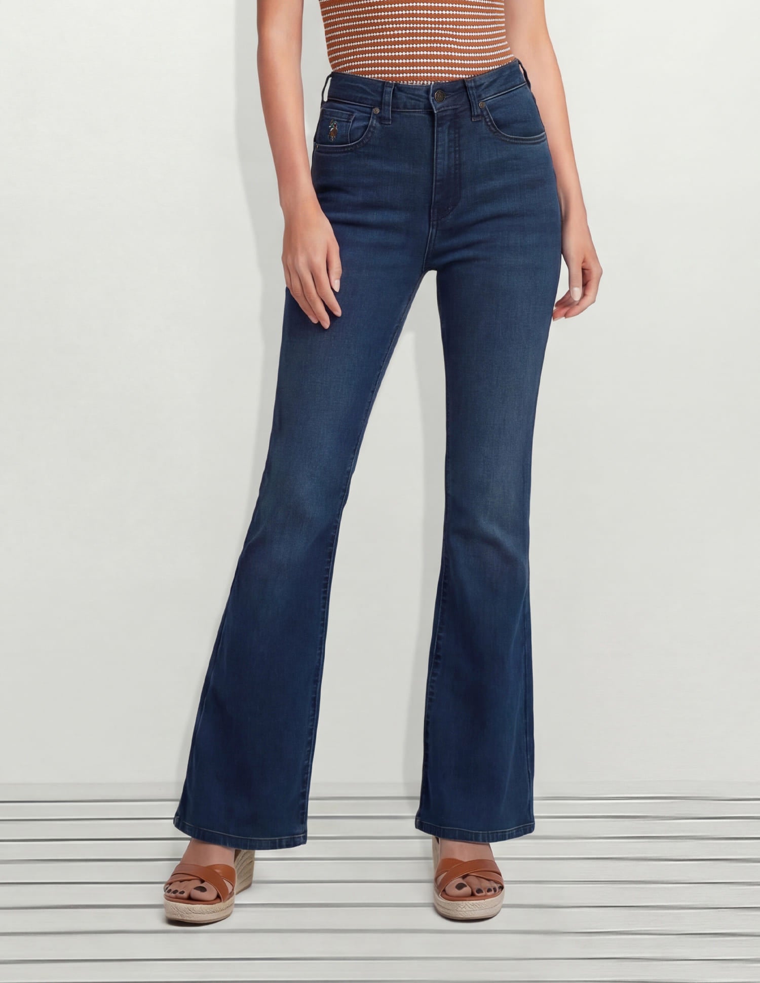 High Rise Flared Fit Jeans Blue - U.S. Polo Assn. India | Large