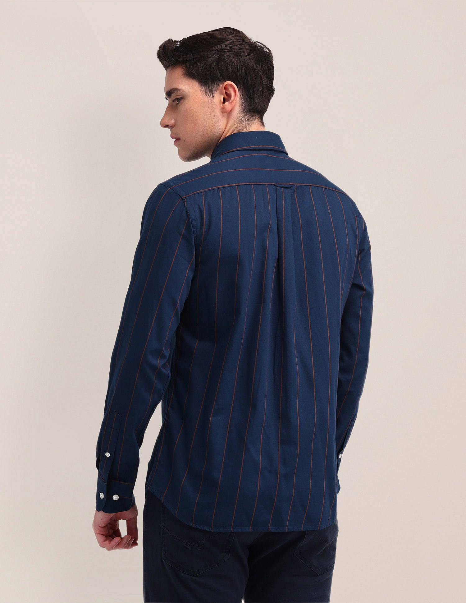 Tailored Fit Twill Striped Shirt Navy - U.S. POLO ASSN. | Large