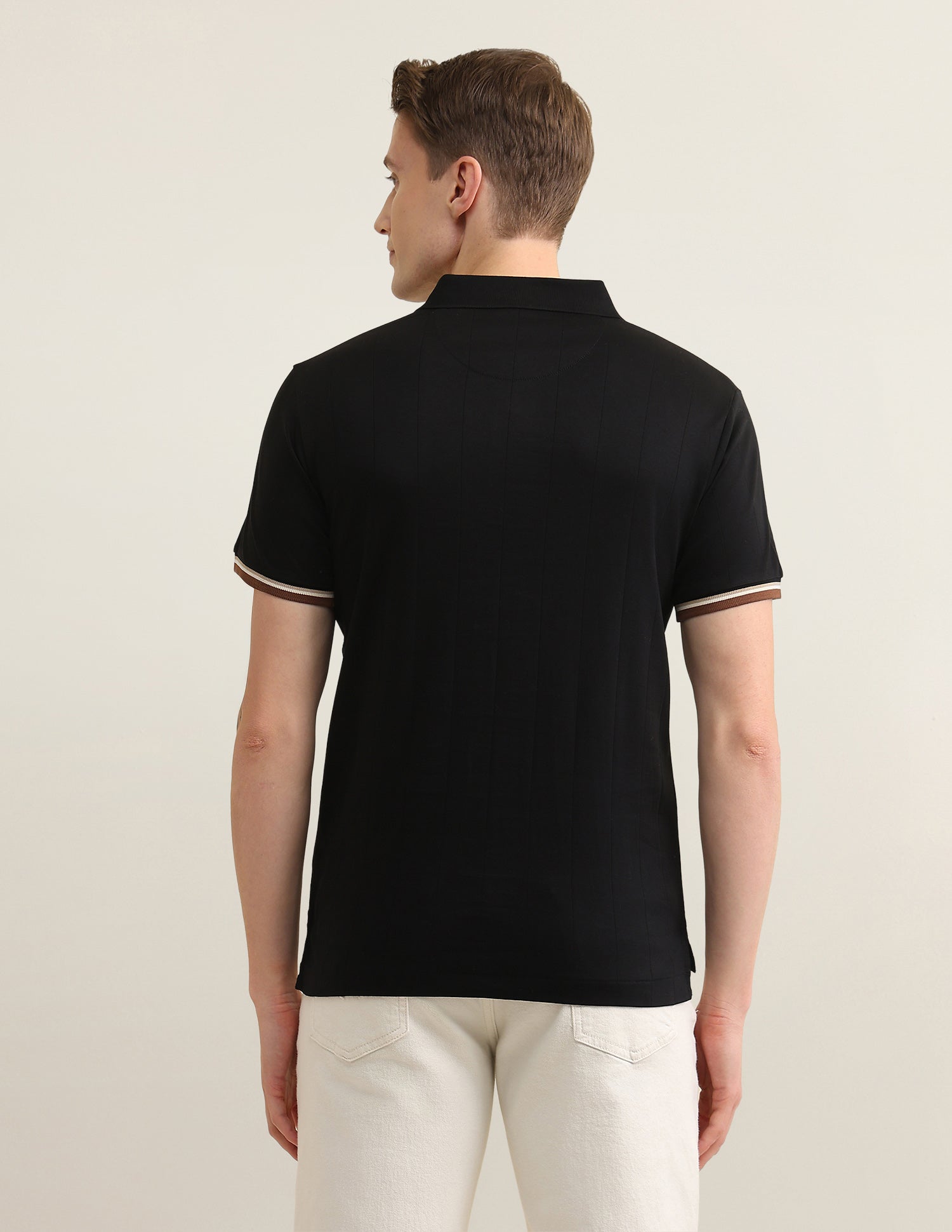 Self Design Vertical Striped Sotogrande Polo Shirt Black - U.S. Polo Assn. India | Large