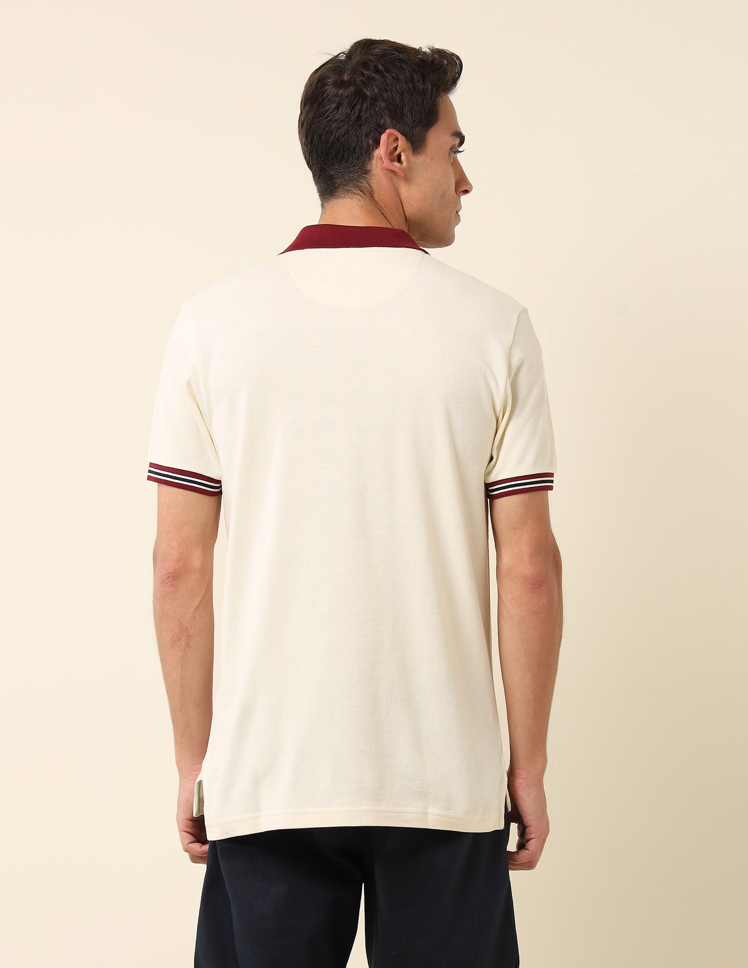 Pure Cotton Slim Fit Polo Shirt Off White - U.S. Polo Assn. India | Large