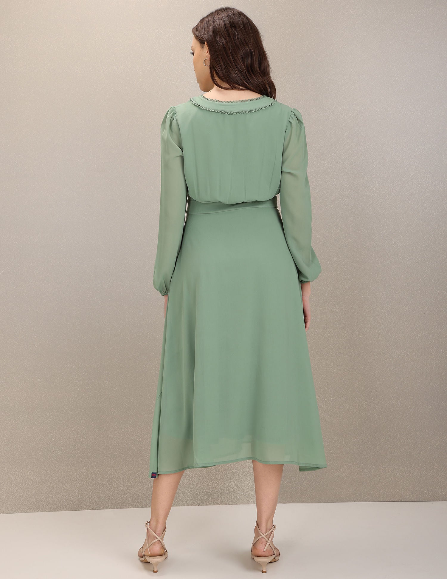 V-Neck Solid Empire Waist Dress Green - U.S. POLO ASSN. | Large