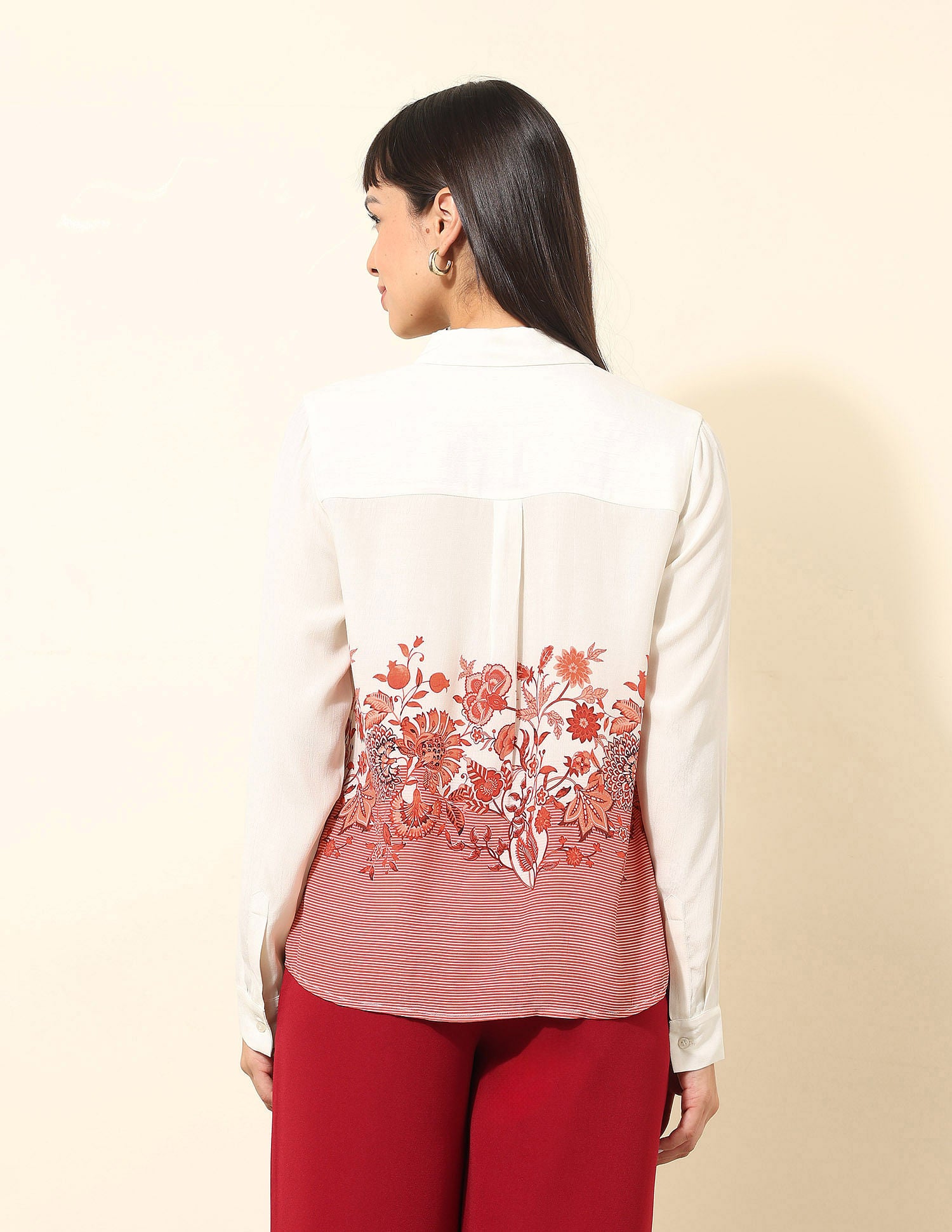 Concealed Placket Floral Printed Shirt Off-white - U.S. POLO ASSN. | Large