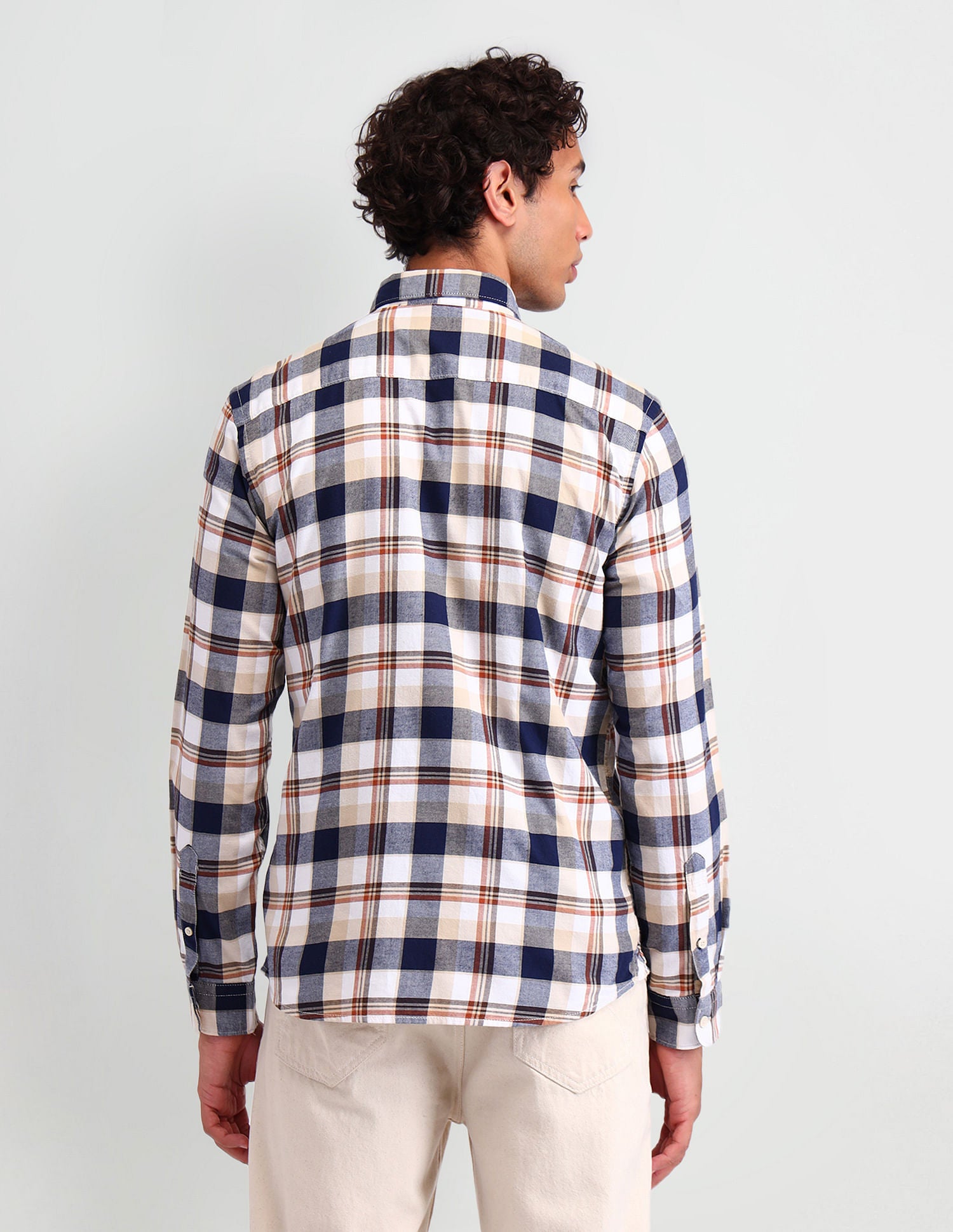 Manhattan Slim Fit Checked Shirt Mustard - U.S. Polo Assn. India | Large
