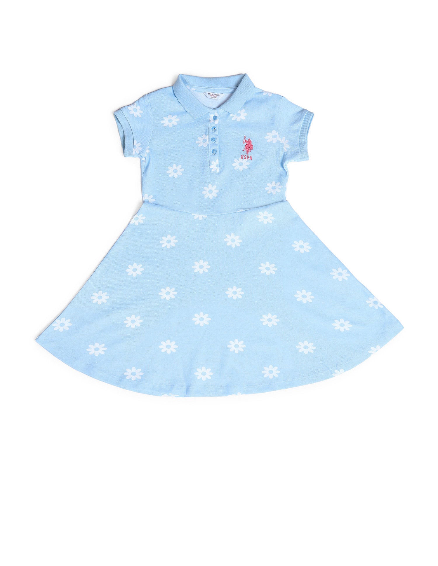 Girls Floral A-line Dress Light Blue - U.S. POLO ASSN. | Large