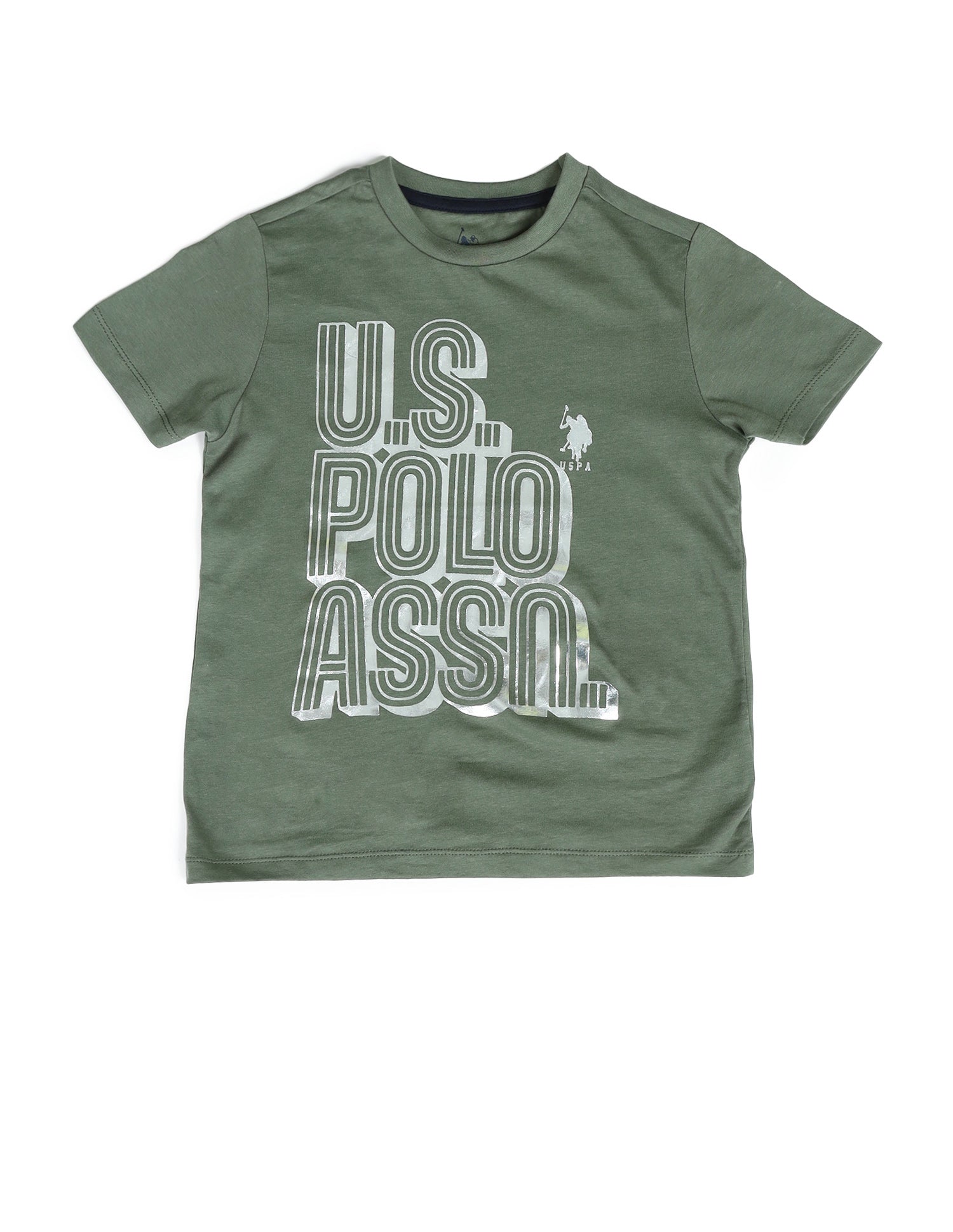 Boys Brand Printed Regular Fit T-Shirt Light Olive - U.S. POLO ASSN. | Large