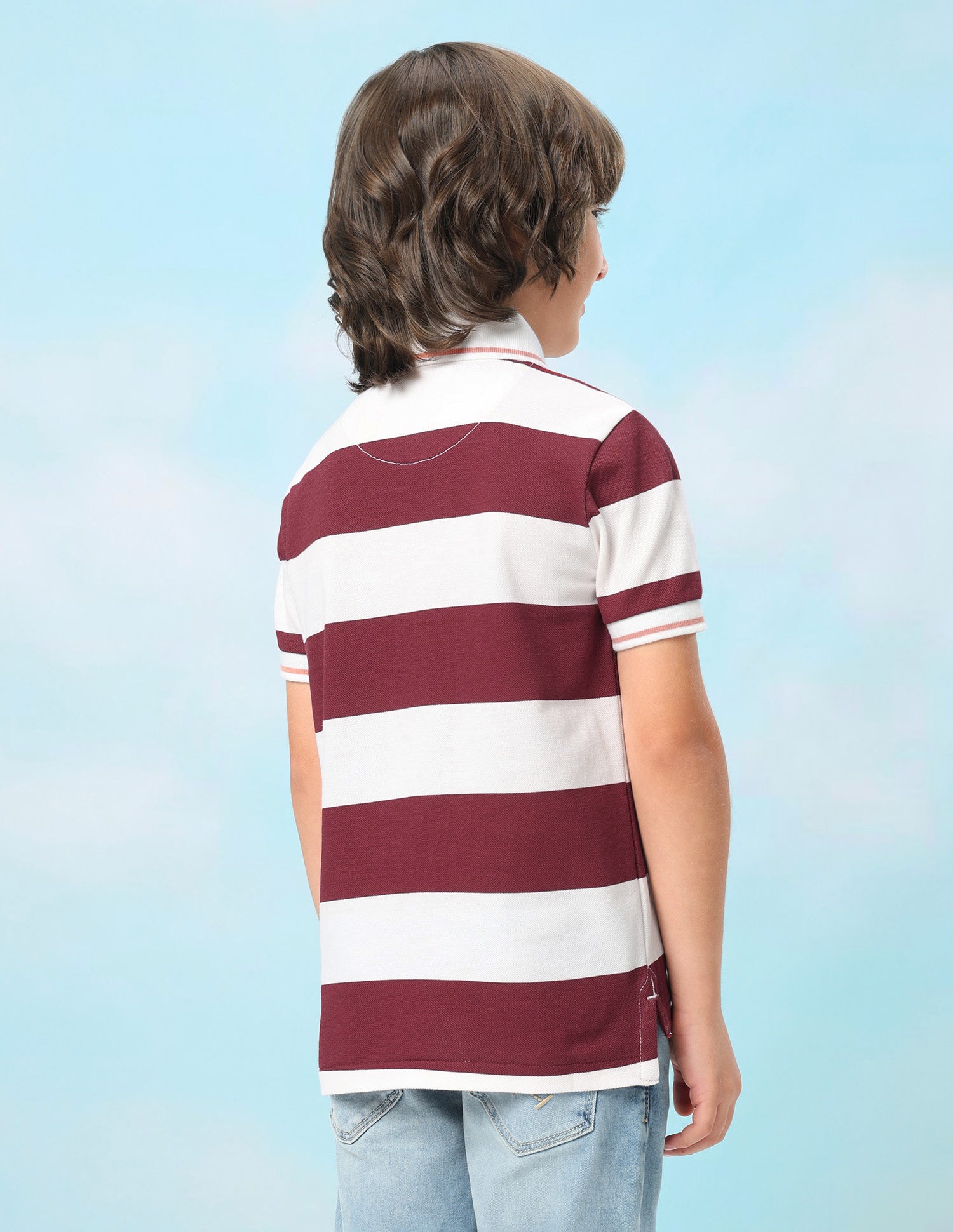 Horizontal Striped Regular Fit Polo Shirt Light Brown - U.S. Polo Assn. India | Large