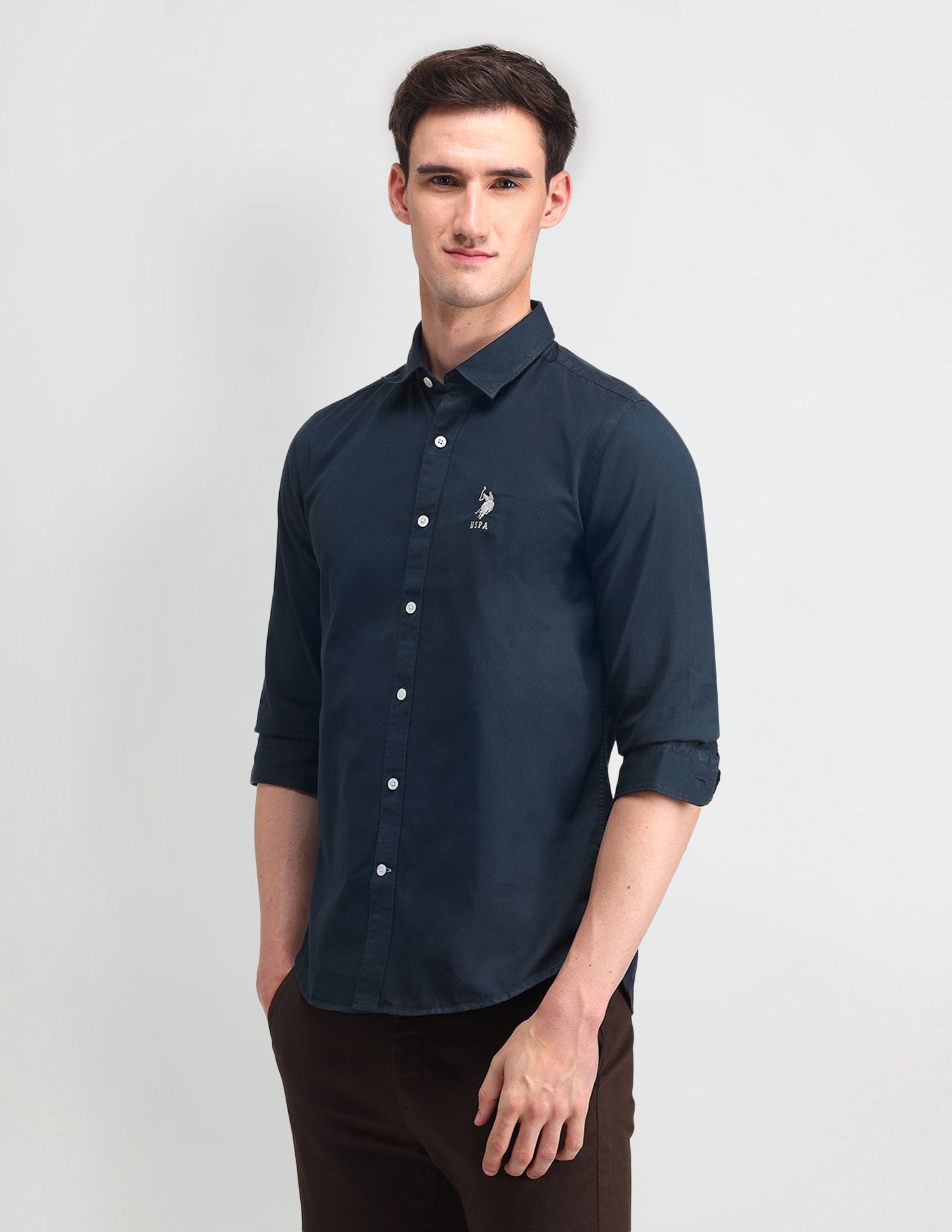 Slim Fit Cotton Shirt Navy - U.S. POLO ASSN. | Large