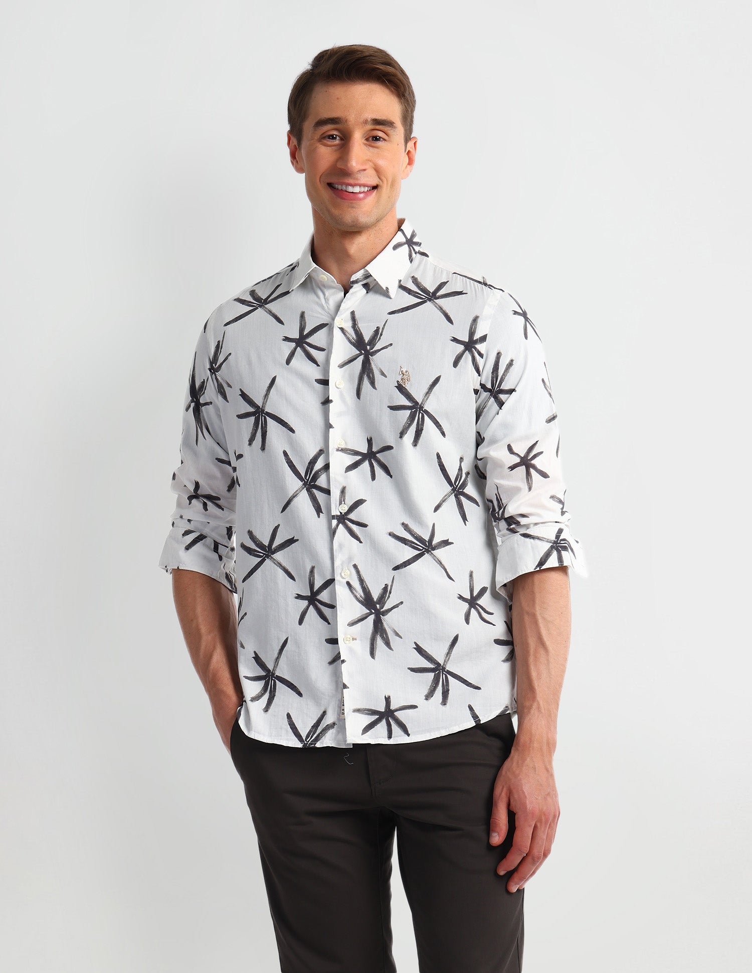 Abstract Slim Fit Shirt White - U.S. Polo Assn. India | Large