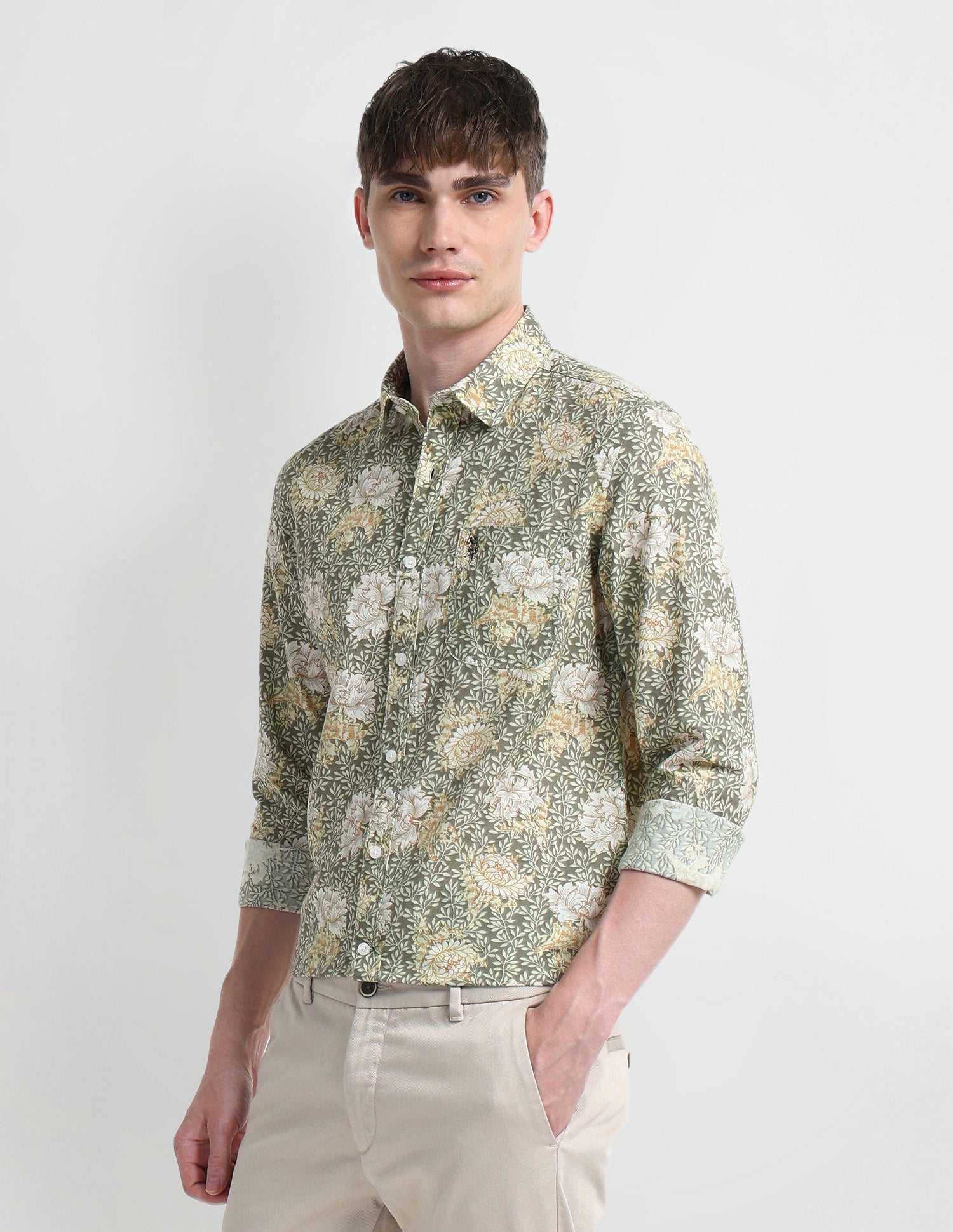 Floral Slim Fit Shirt Green - U.S. Polo Assn. India | Large
