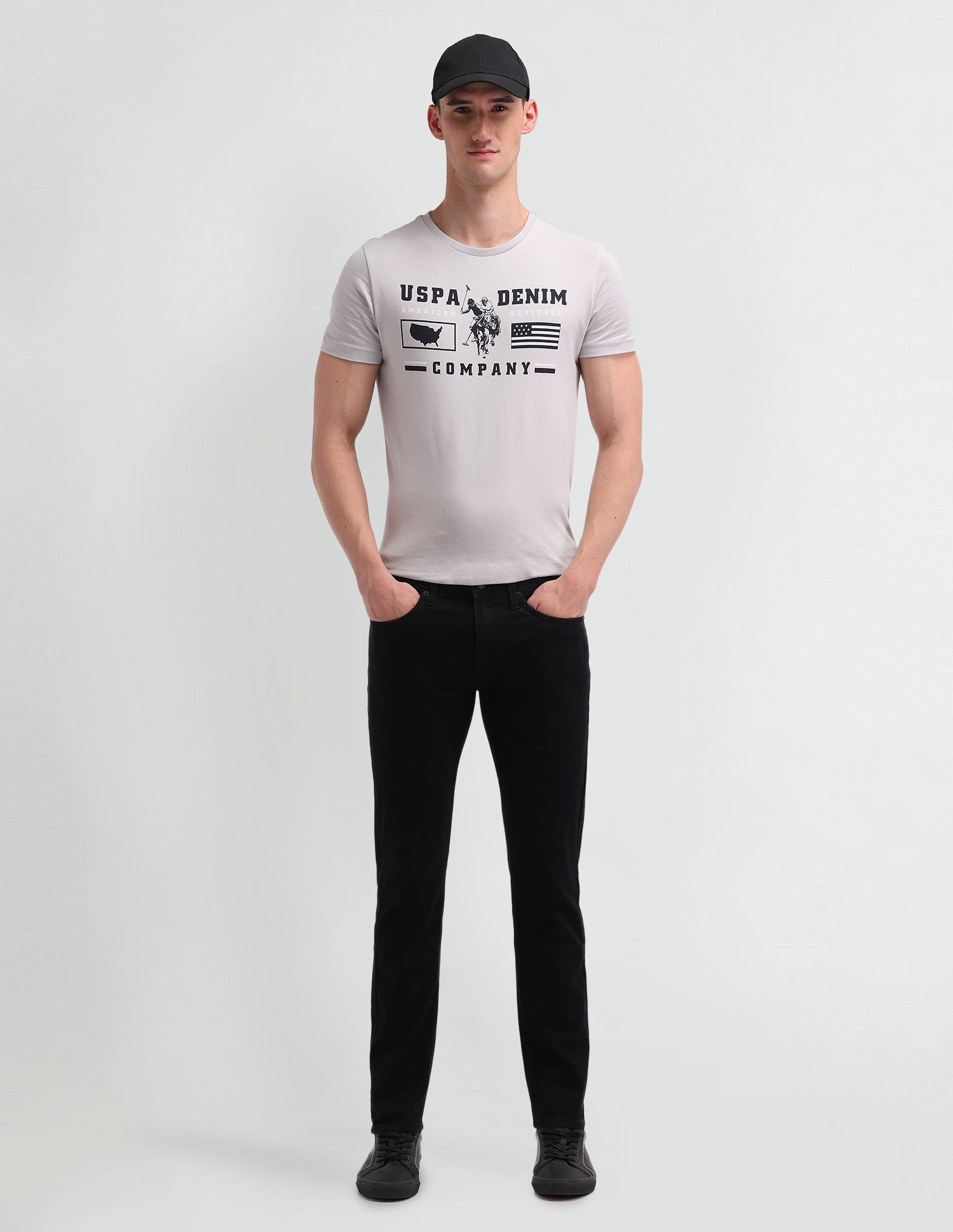 Brandon Slim Tapered Fit Black Jeans Black - U.S. Polo Assn. India | Large