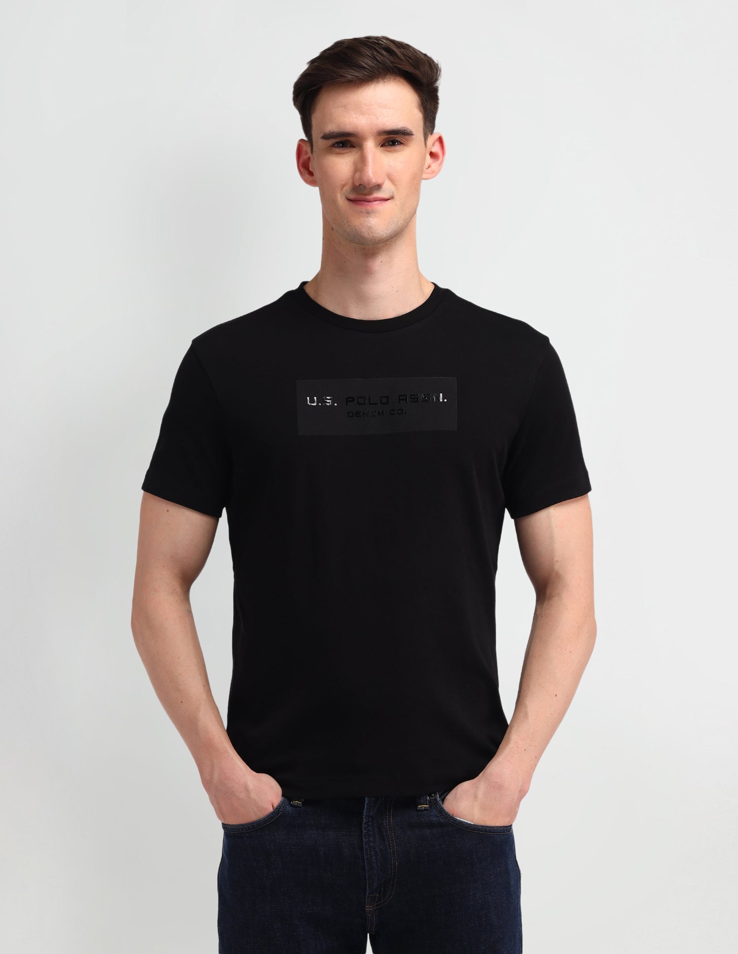 Brand Printed Muscle Fit T-Shirt D Black - U.S. POLO ASSN. | Large