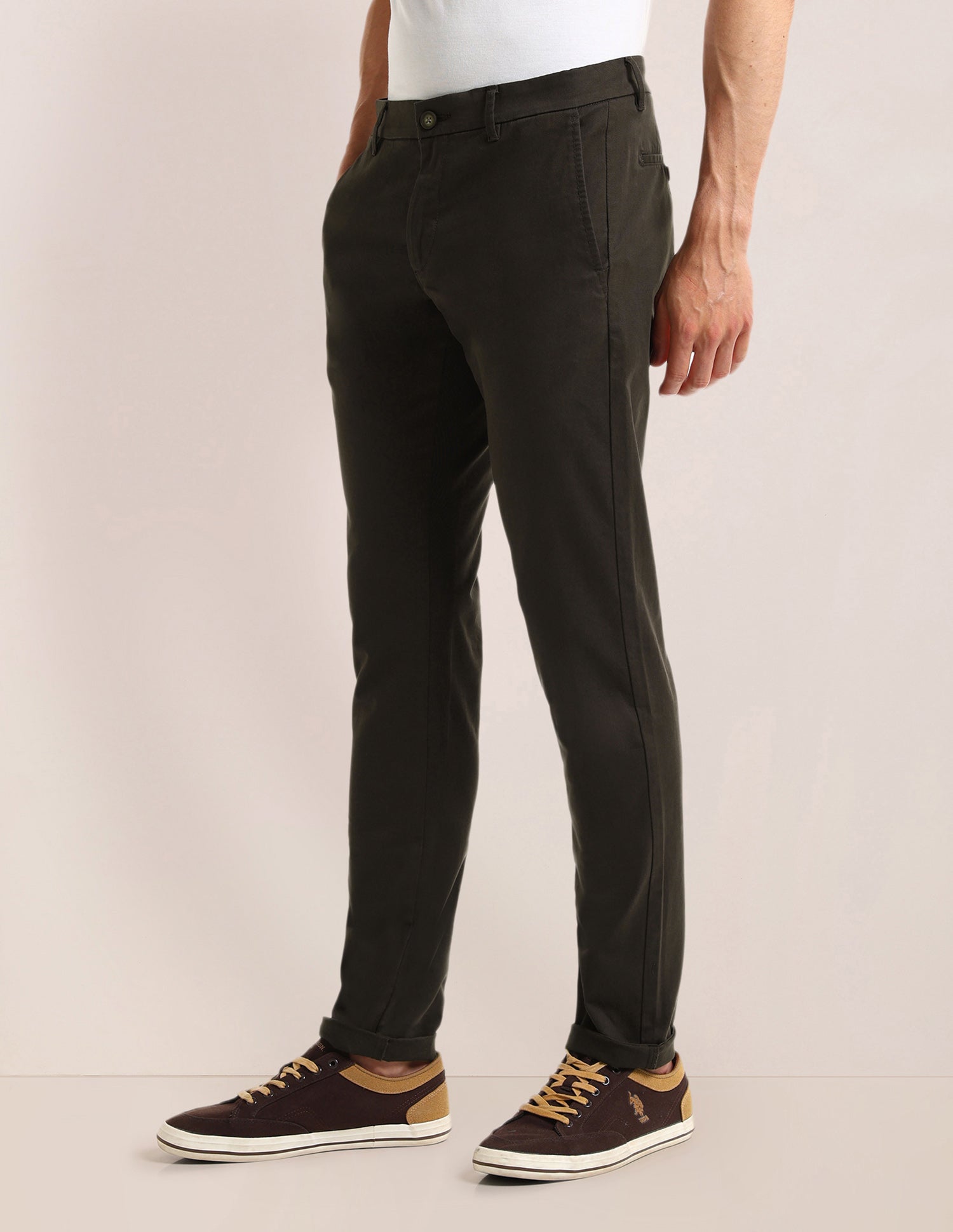 Denver Slim Fit Twill Trousers Dark-Brown - U.S. POLO ASSN. | Large