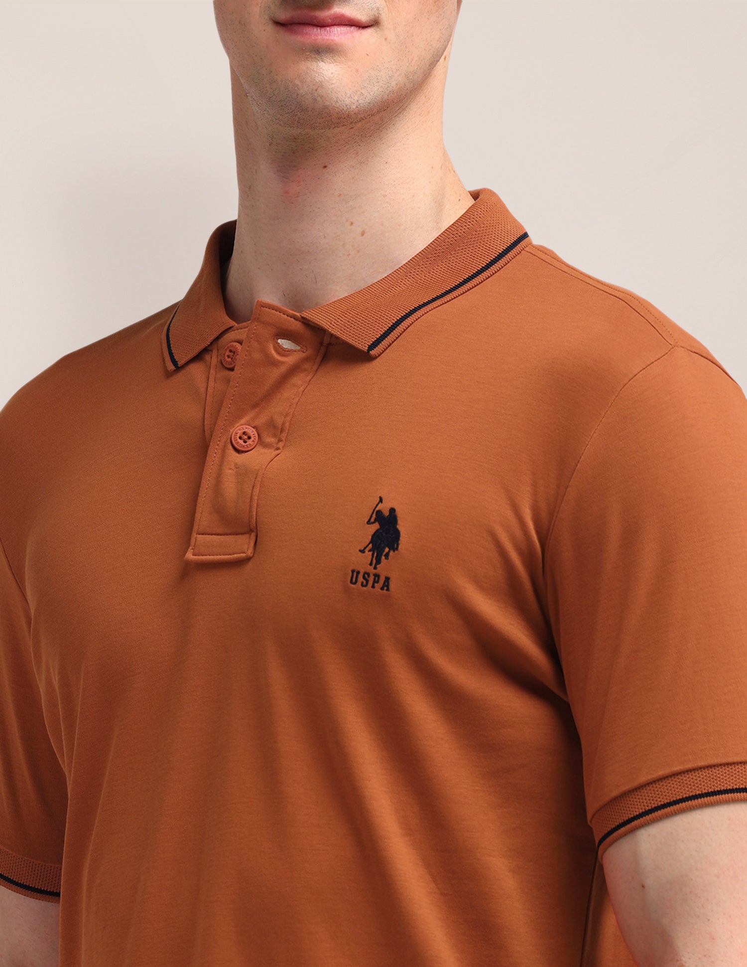 Solid Slim Fit Polo Shirt Rust - U.S. Polo Assn. India | Large
