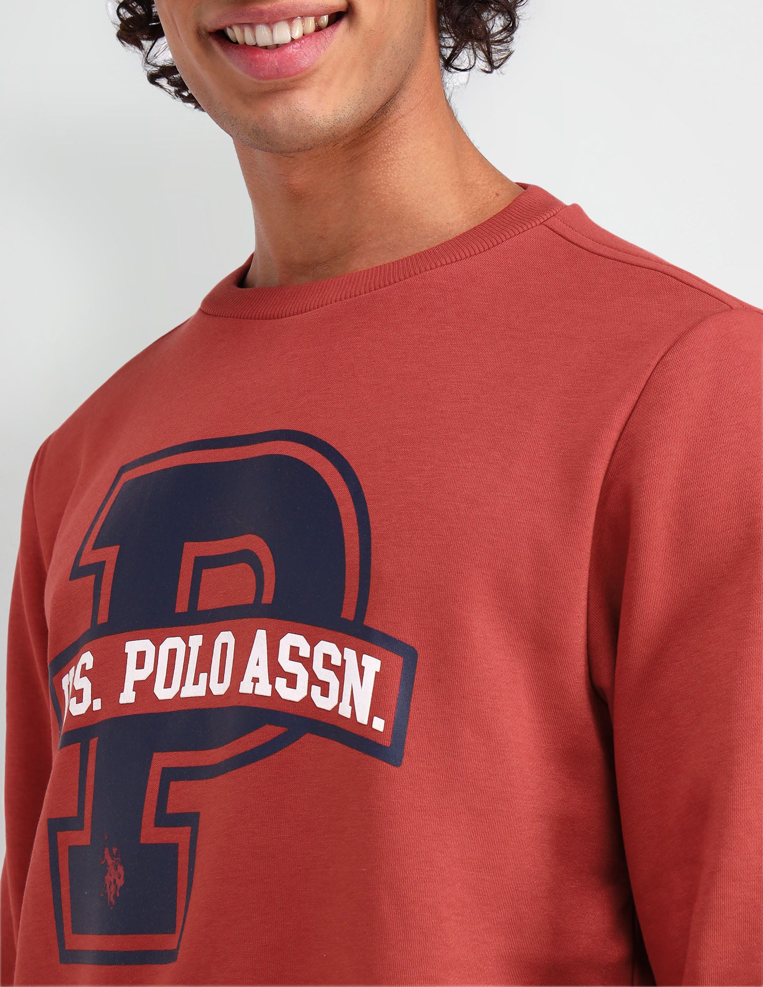 Crew Neck Brand Printed Sweatshirt Red - U.S. Polo Assn. India | Large