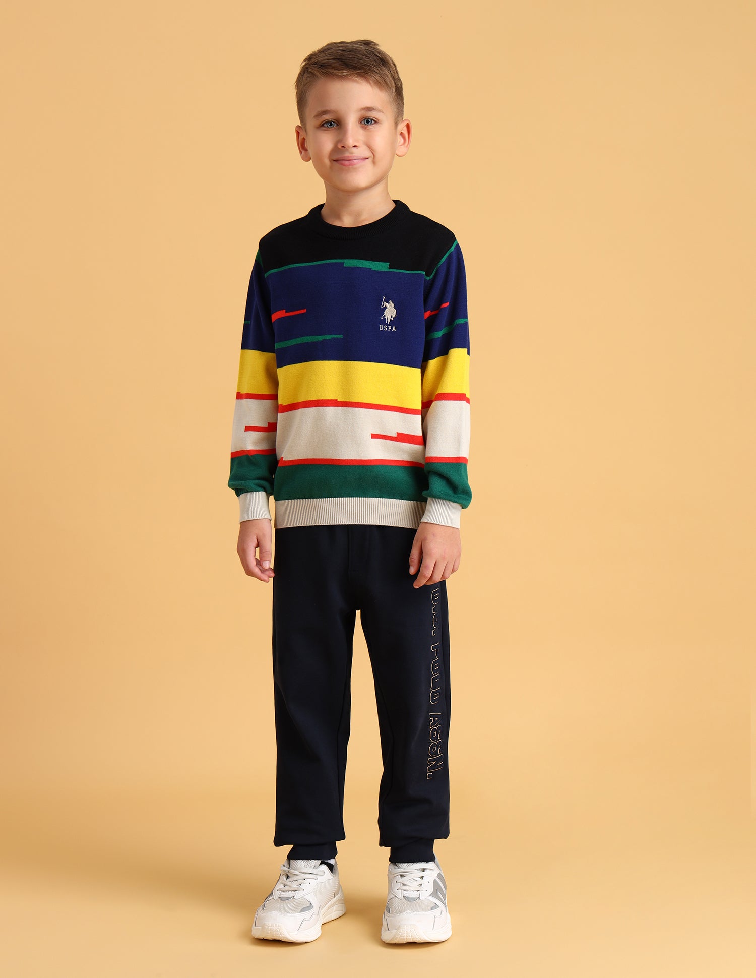 Boys Cotton Regular Fit Sweater Black - U.S. POLO ASSN. | Large