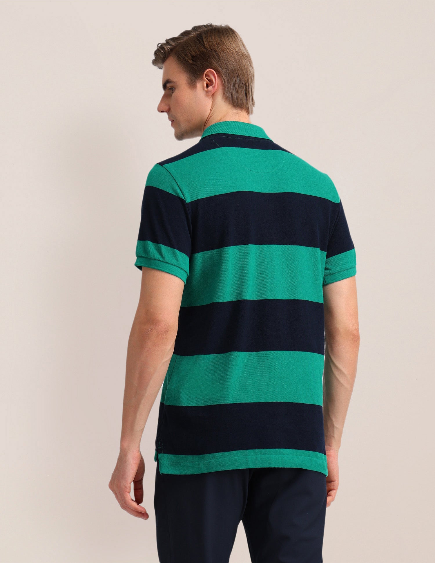 Horizontal Striped Slim Fit Polo Shirt Green - U.S. Polo Assn. India | Large