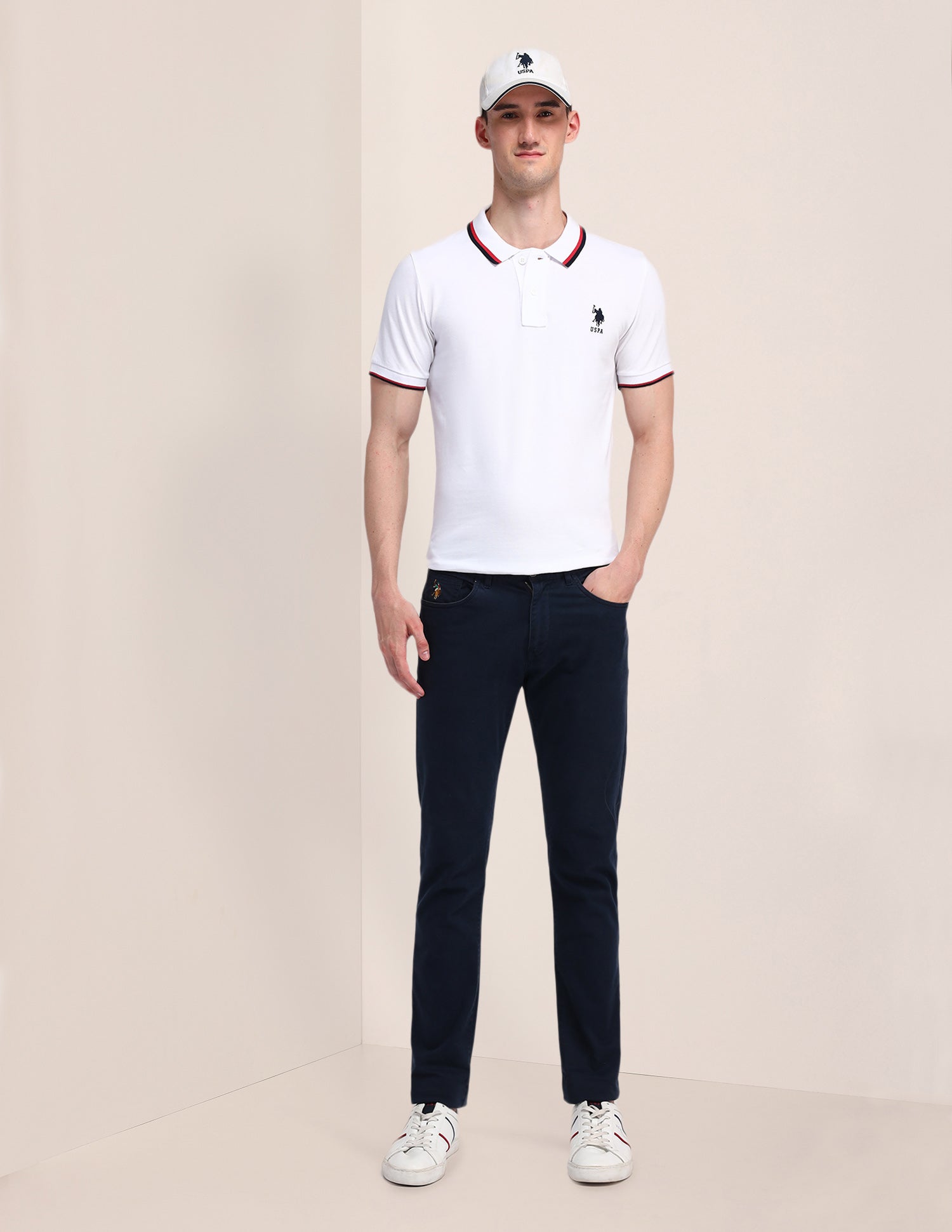 Solid Cotton Polo Shirt White - U.S. Polo Assn. India | Large