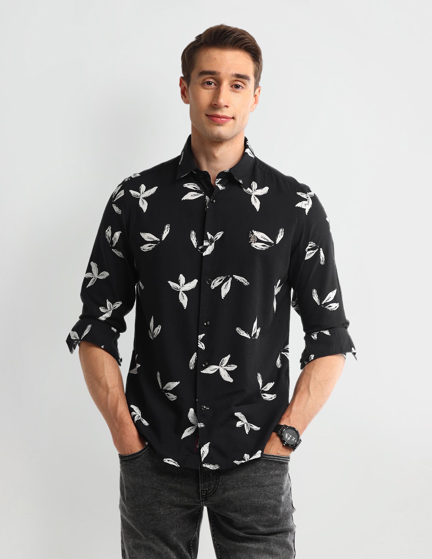 Floral Slim Fit Shirt Black - U.S. Polo Assn. India | Large