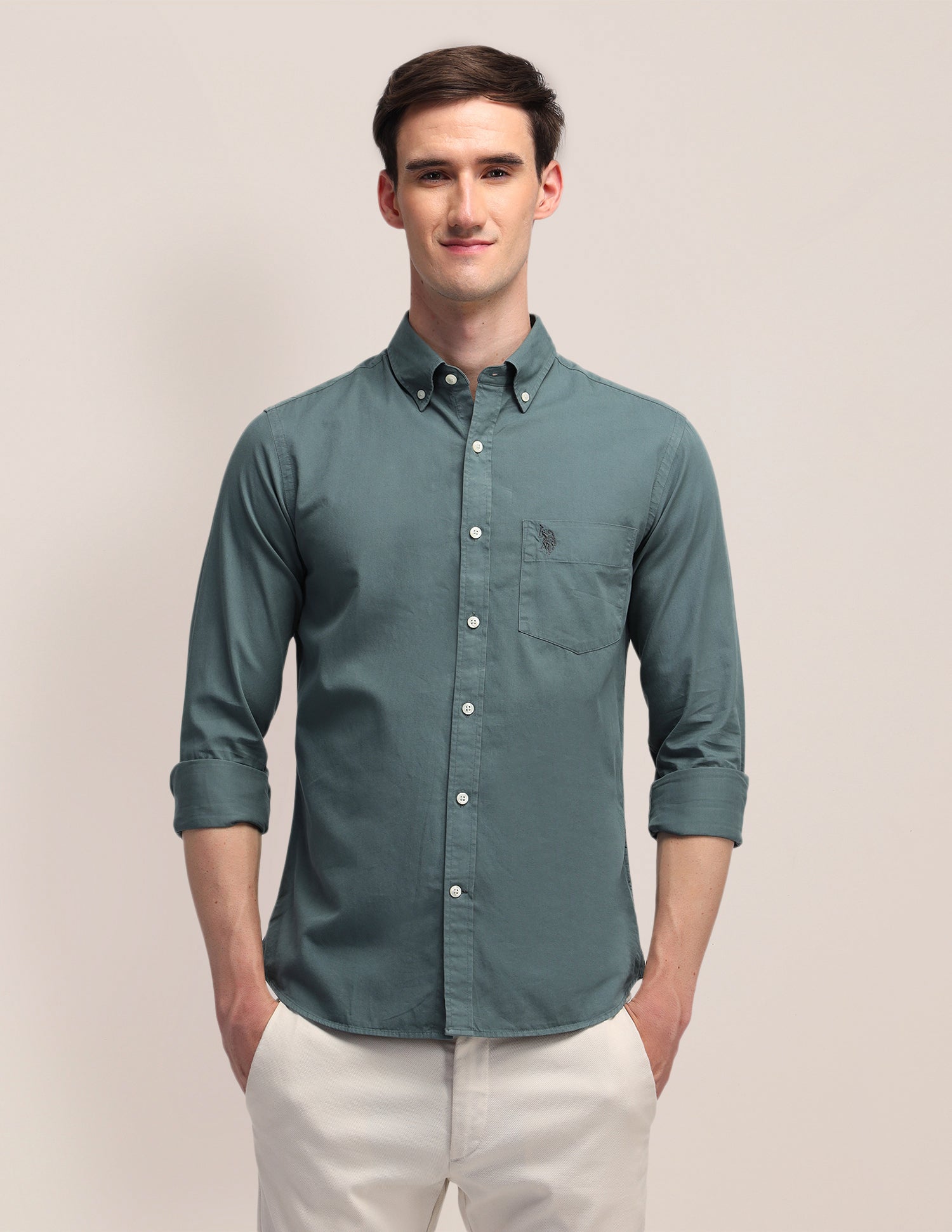 Tailored Fit Cotton Shirt Grey - U.S. POLO ASSN. | Large