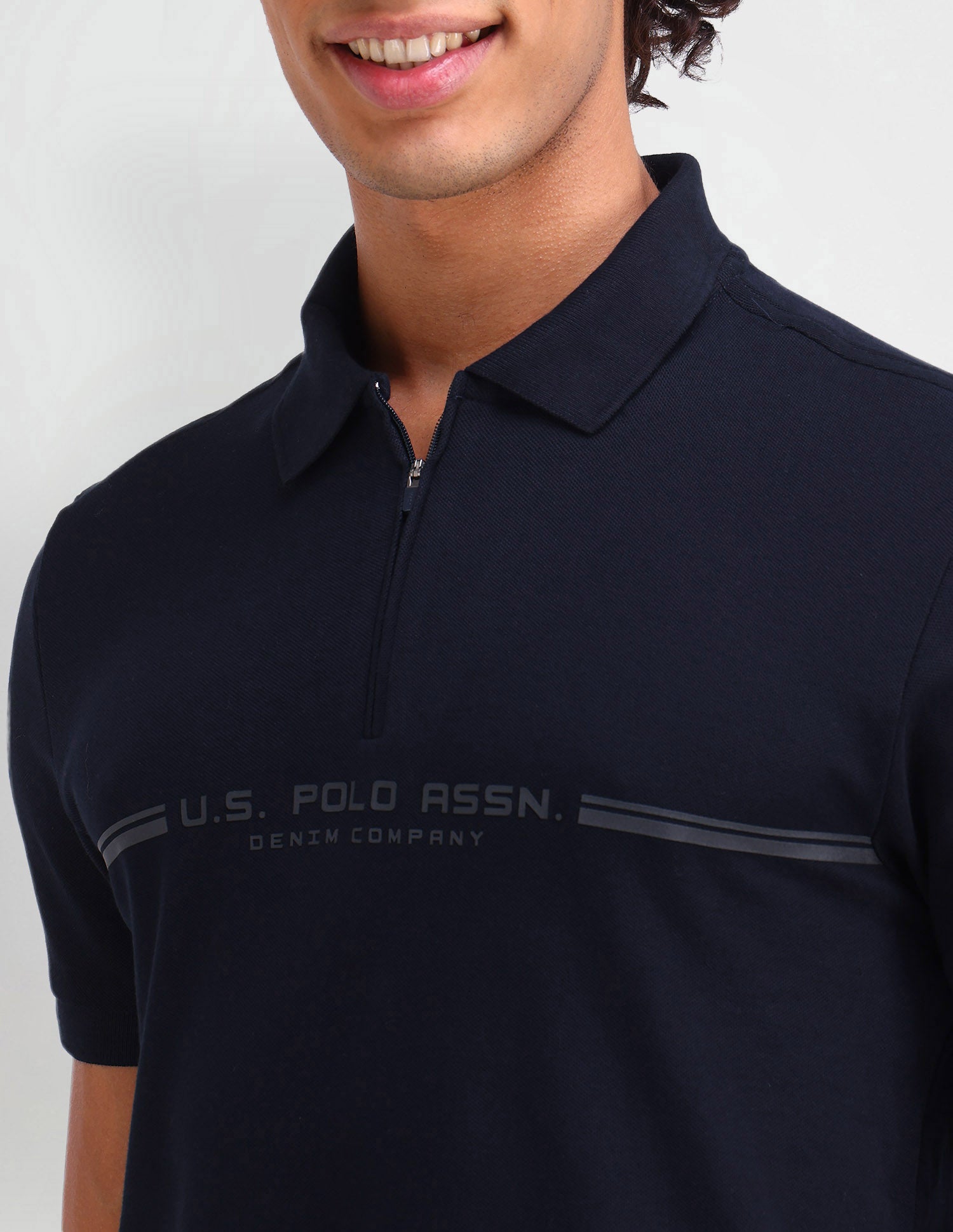 Brand Printed Muscle Fit Polo Shirt Navy - U.S. POLO ASSN. | Large