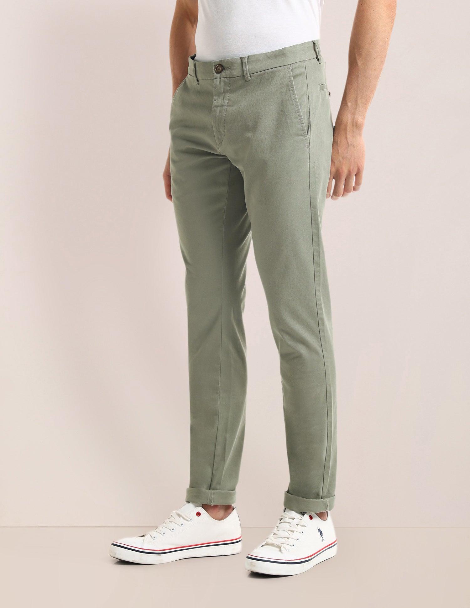 Denver Slim Fit Twill Trousers Light-Green - U.S. POLO ASSN. | Large