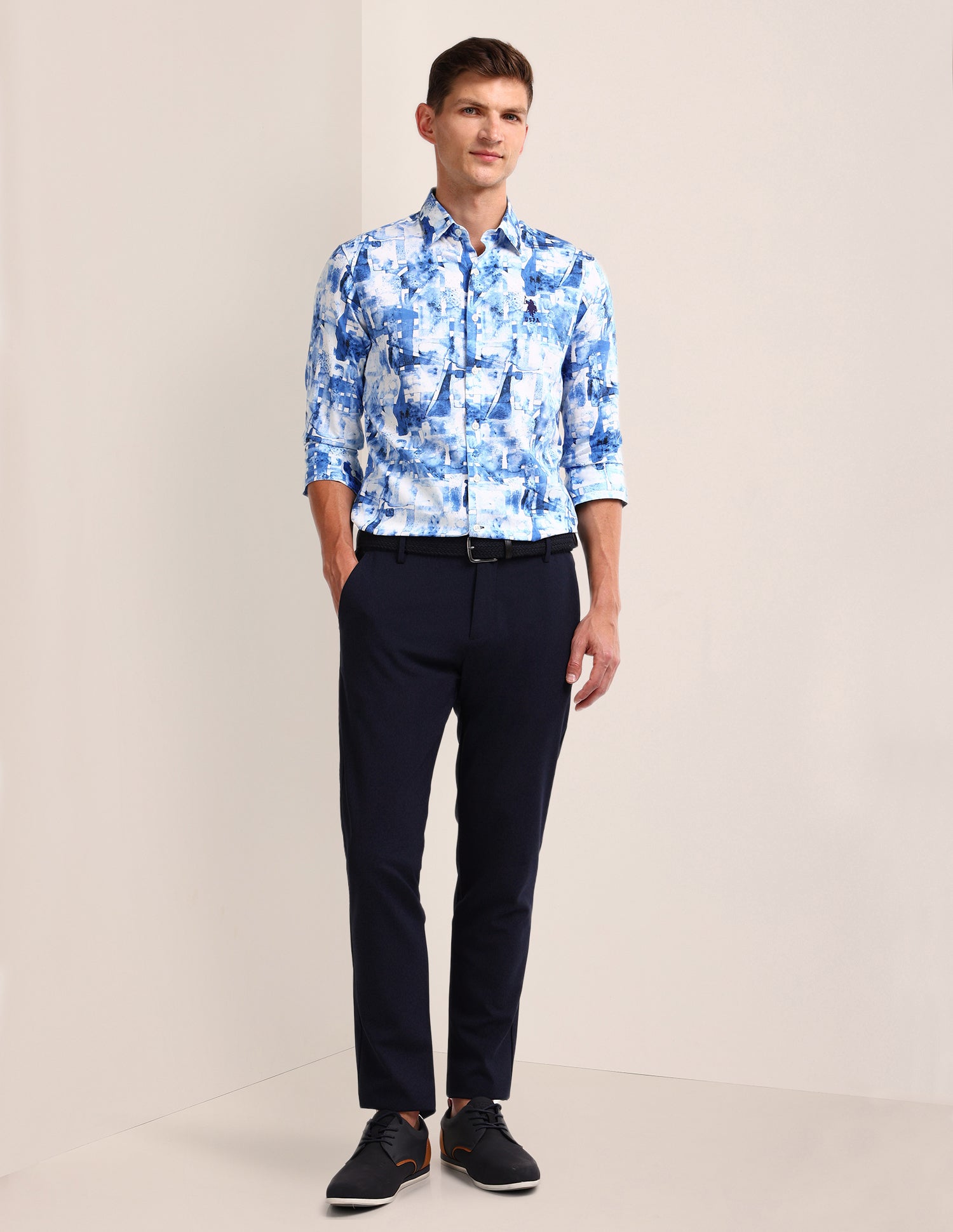 Abstract Regular Fit Shirt Blue - U.S. POLO ASSN. | Large