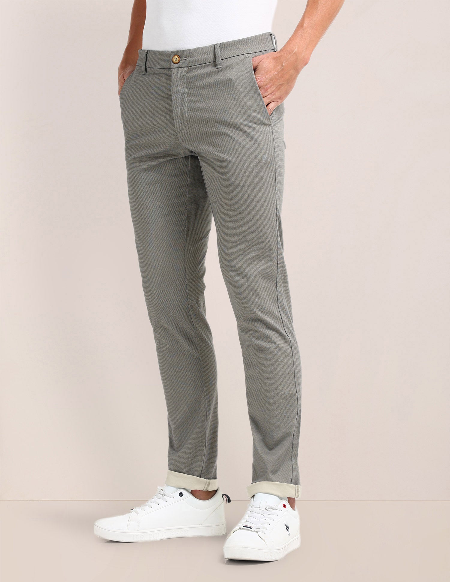 Denver Slim Fit Regular Trousers Grey - U.S. POLO ASSN. | Large