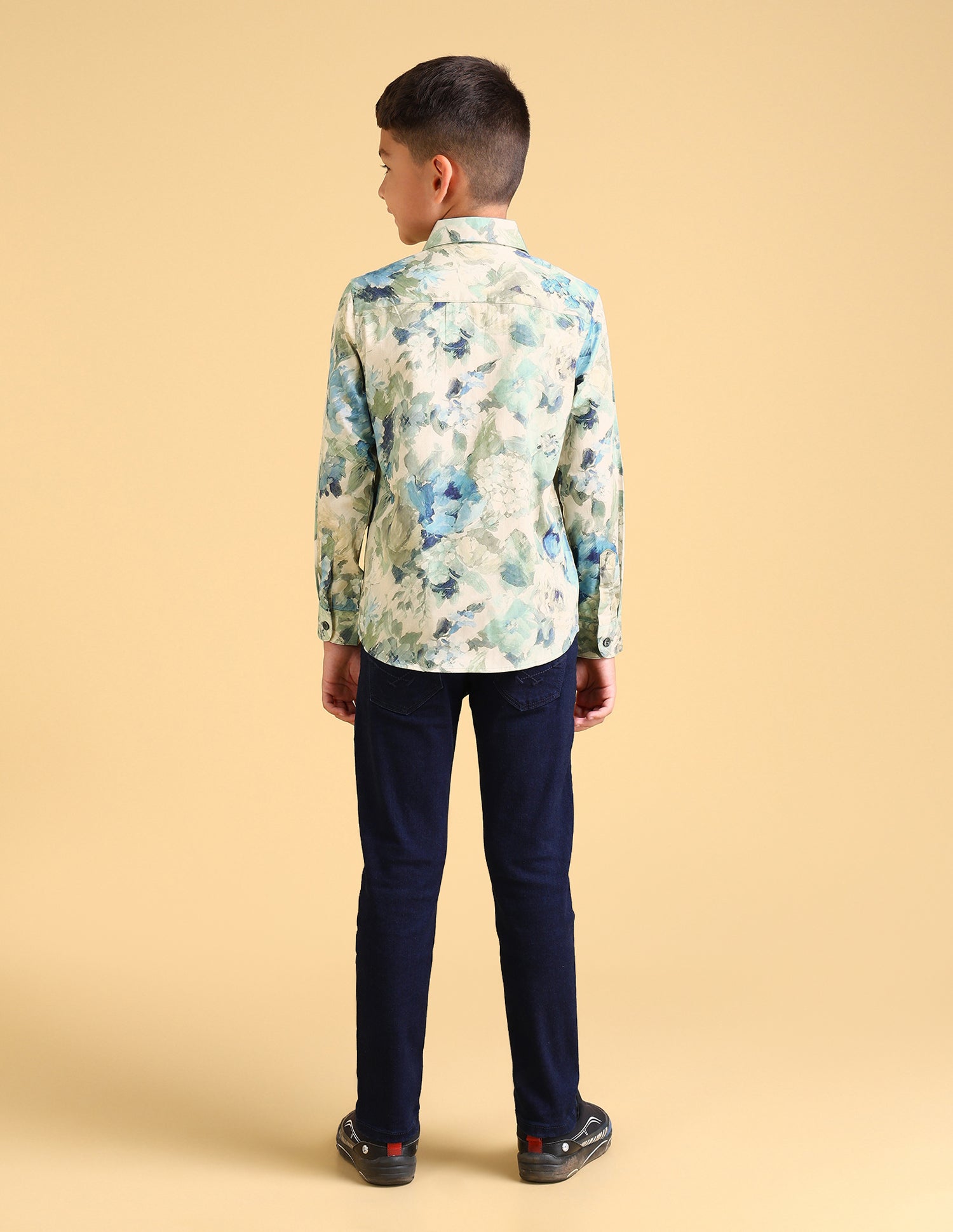 Boys Regular Fit Floral Boys Shirt Green - U.S. POLO ASSN. | Large