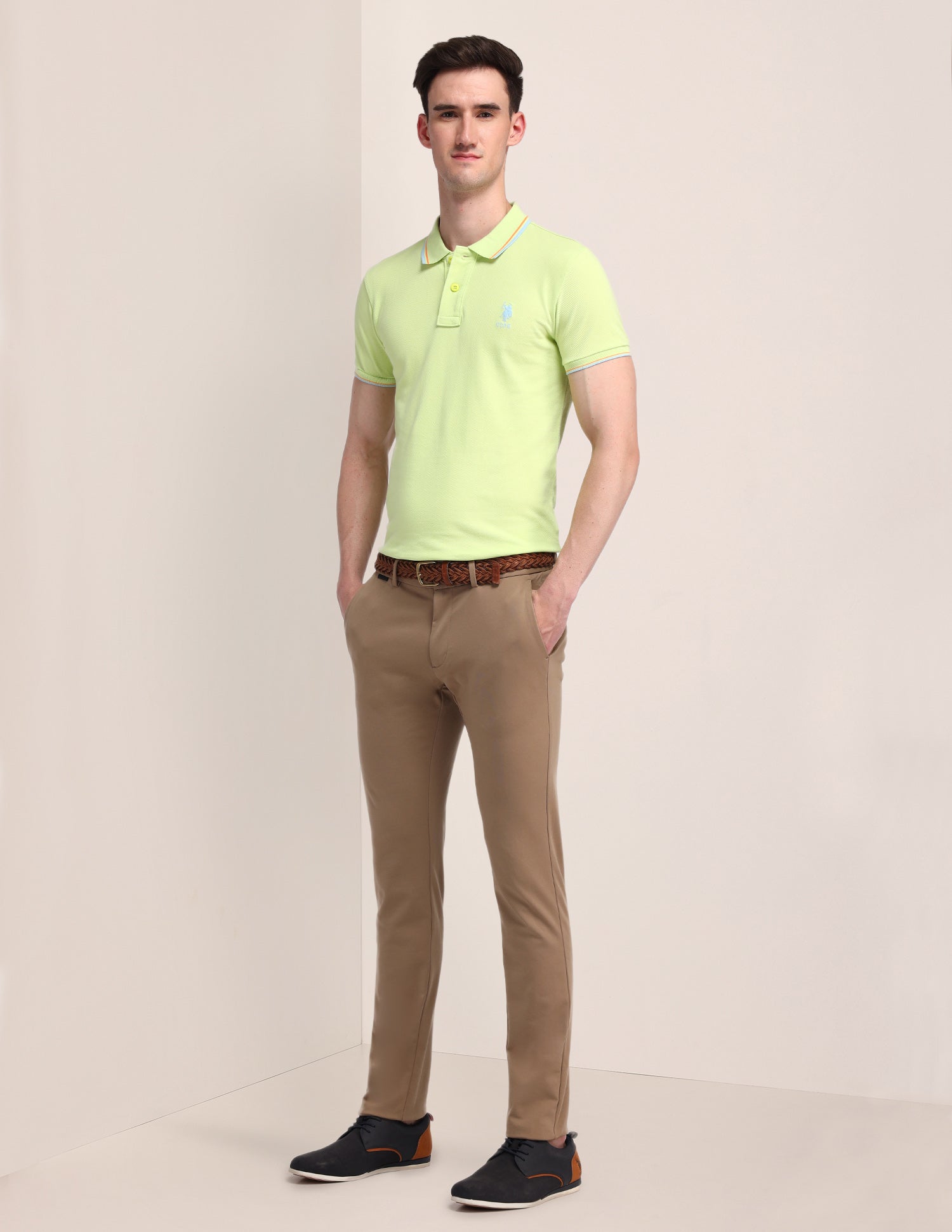 Solid Slim Fit Polo Shirt Light Green - U.S. Polo Assn. India | Large