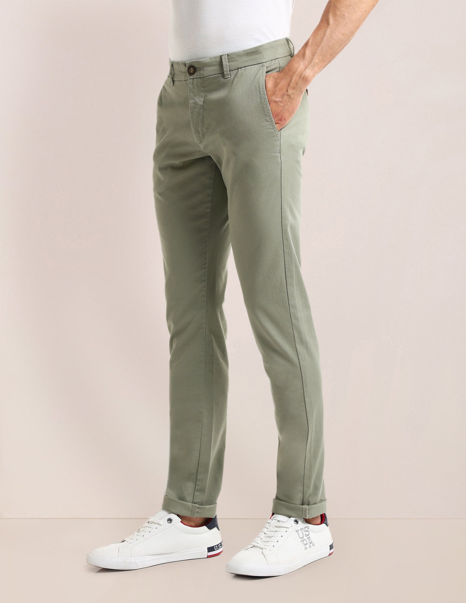 Denver Slim Fit Regular Trousers Light-Green - U.S. POLO ASSN. | Large