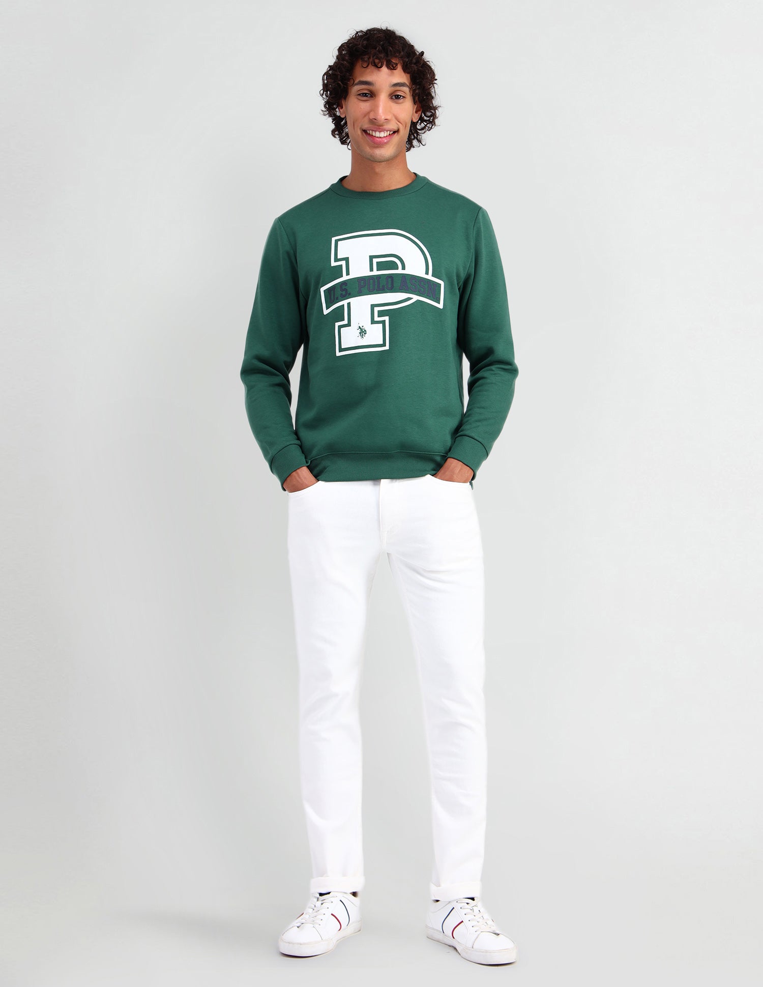 Crew Neck Regular Fit Sweatshirt Dark Green - U.S. Polo Assn. India | Large