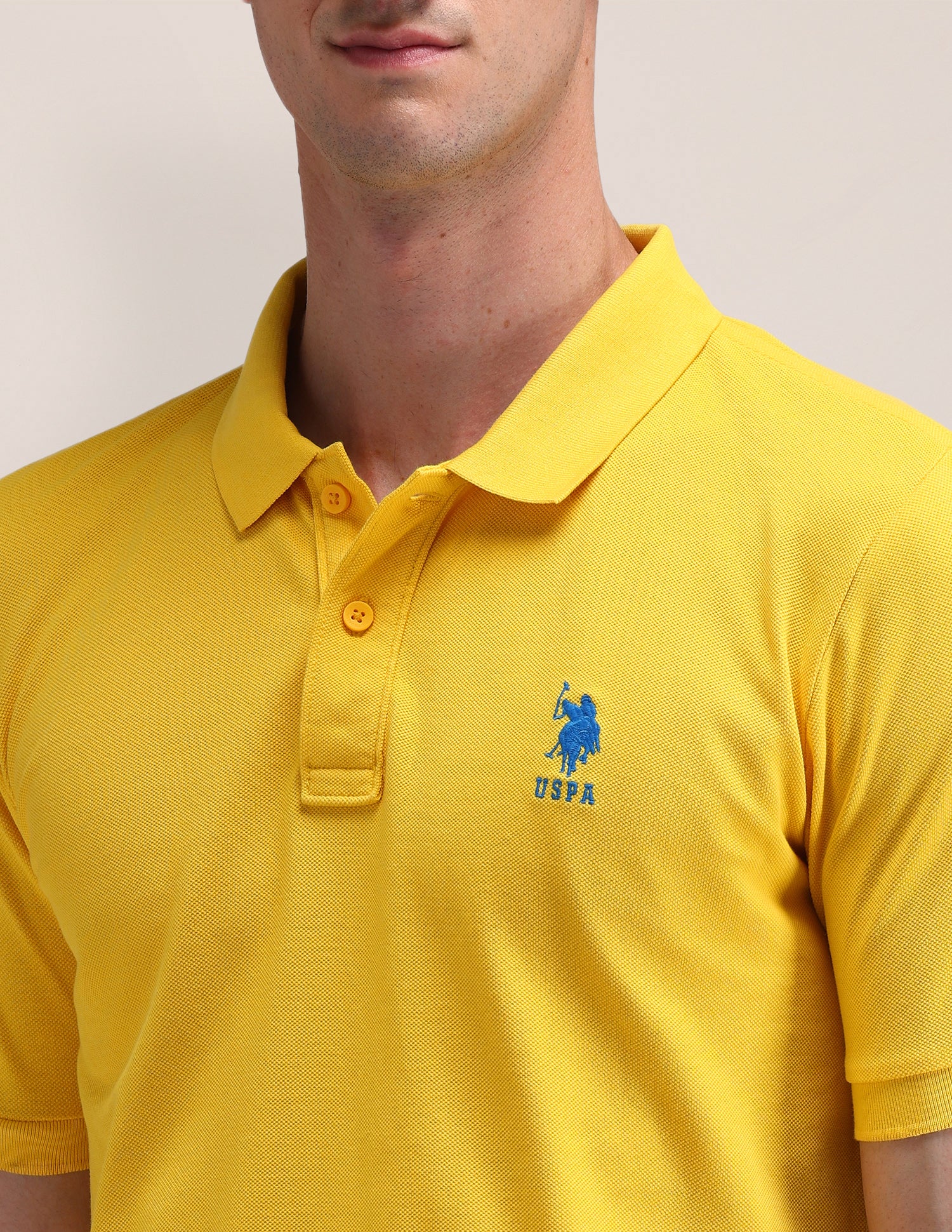 Solid Slim Fit Polo Shirt Yellow - U.S. POLO ASSN. | Large