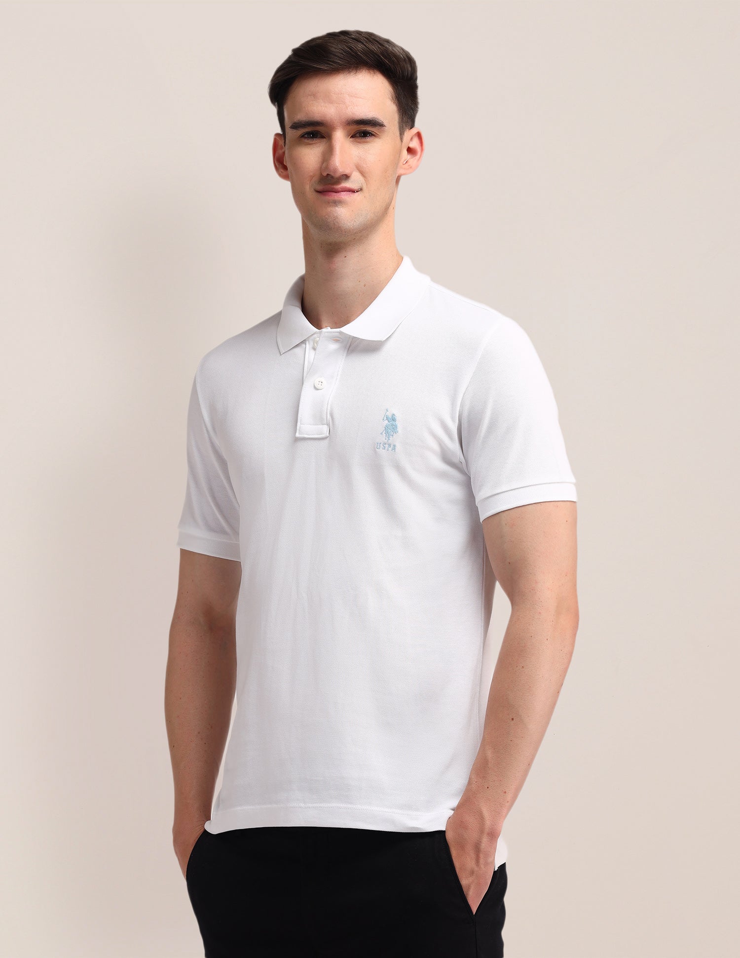 Solid Slim Fit Polo Shirt White - U.S. Polo Assn. India | Large