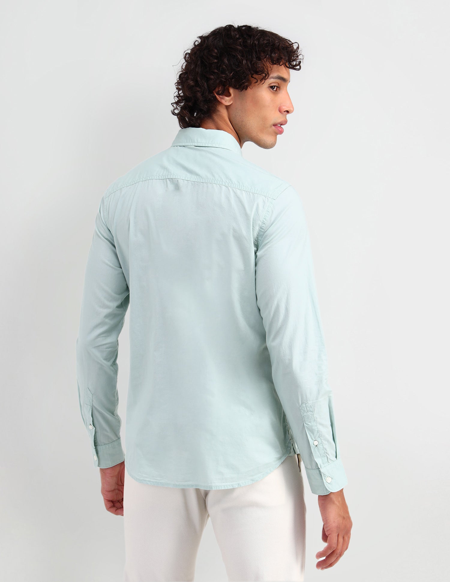 Solid Slim Fit Shirt Light Green - U.S. Polo Assn. India | Large