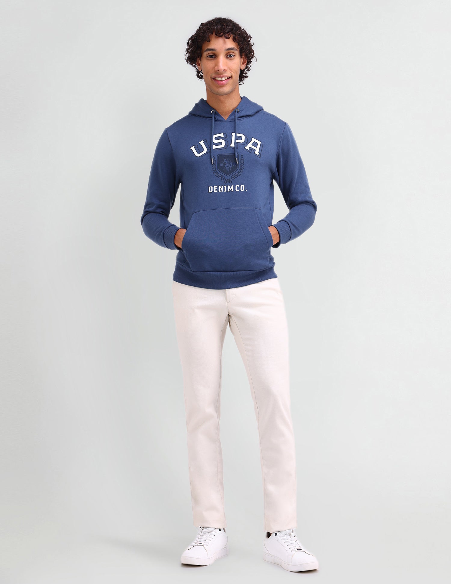 Hooded Brand Printed Sweatshirt Medium Blue - U.S. POLO ASSN. | Large