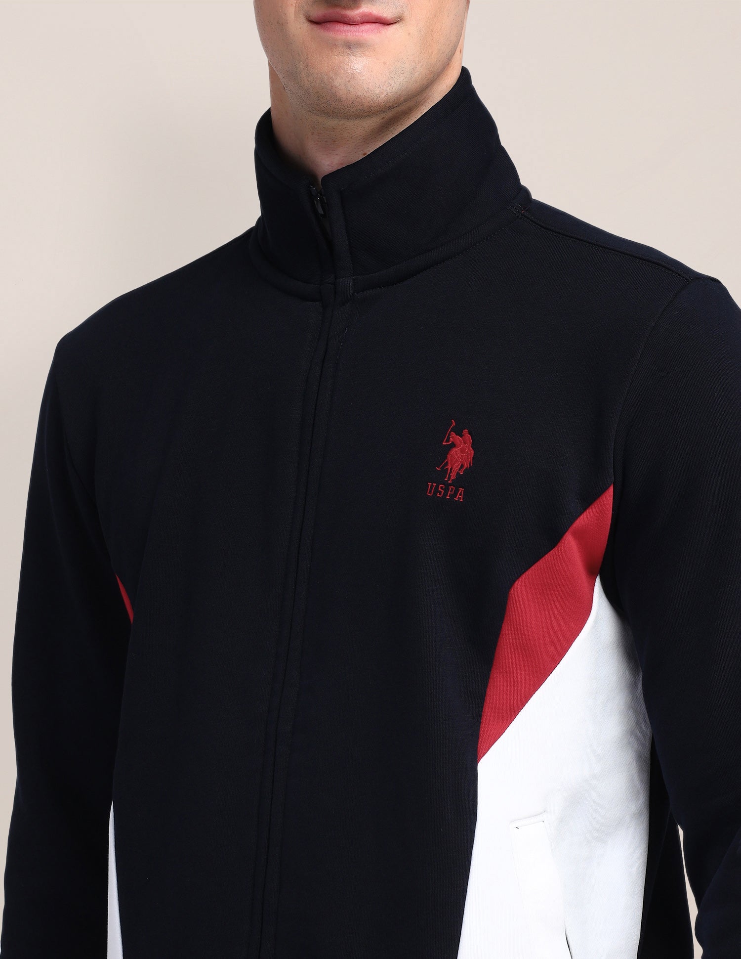 High Neck Colour Blocked Sweatshirt Navy - U.S. POLO ASSN. | Large